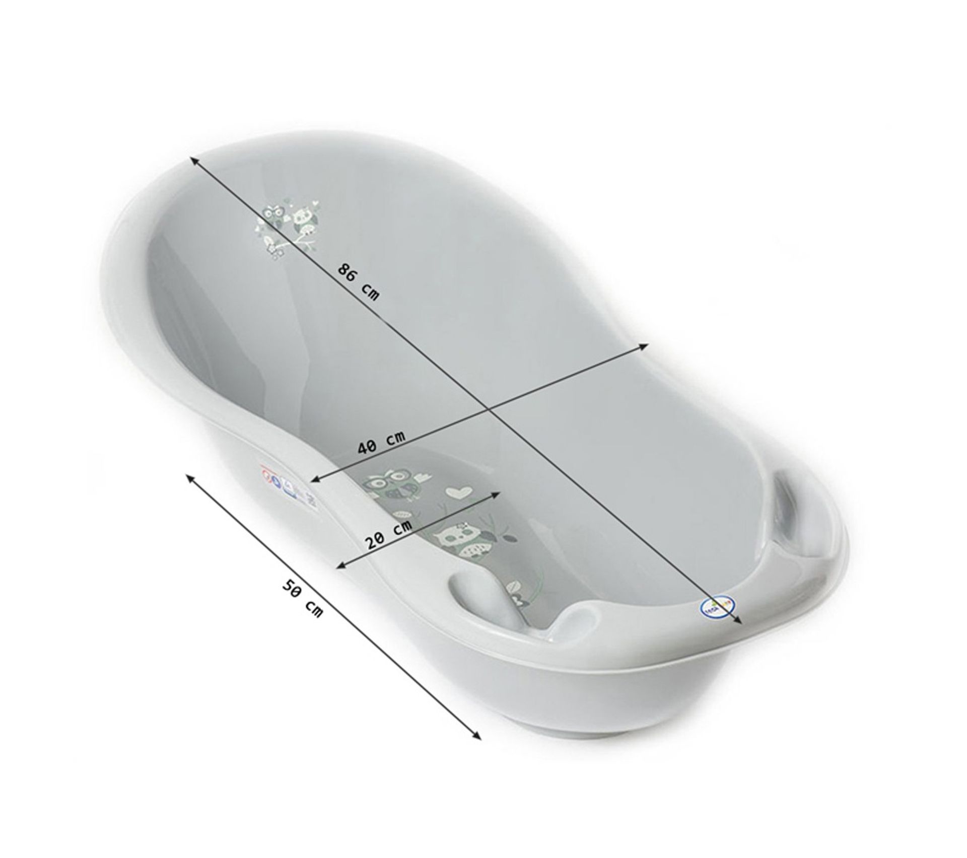 Baignoire Bebe Thermometre Blanc Owls 86 Cm Pied Baignoire Bebe Siege De Bain But