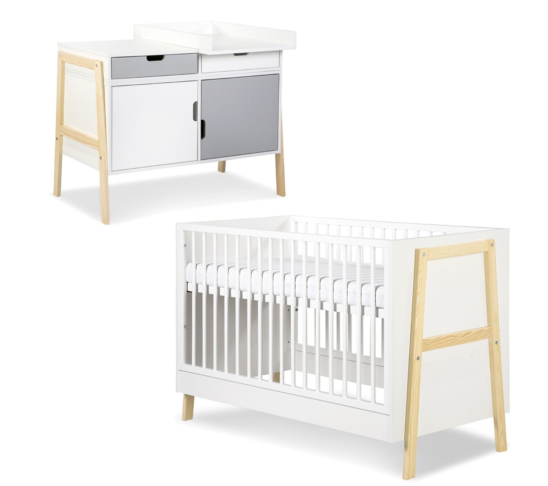 Hugo Ensemble Lit Commode A Langer Evolutive Bureau Petit Meuble Enfant But