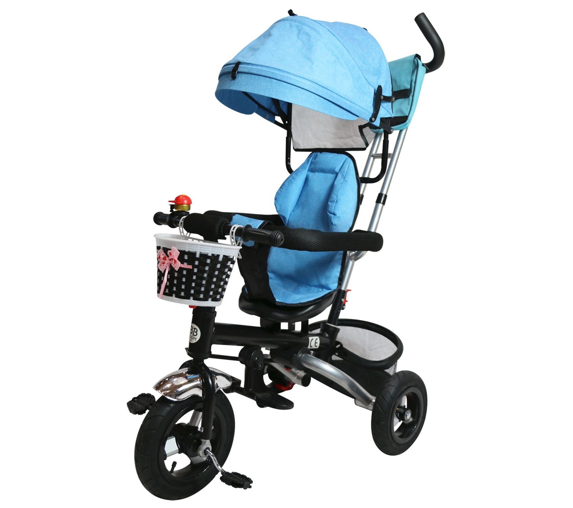 Meli Tricycle Evolutif Et Pivotant Avec Canne Directionnelle Bleu Draisienne Tricycle But