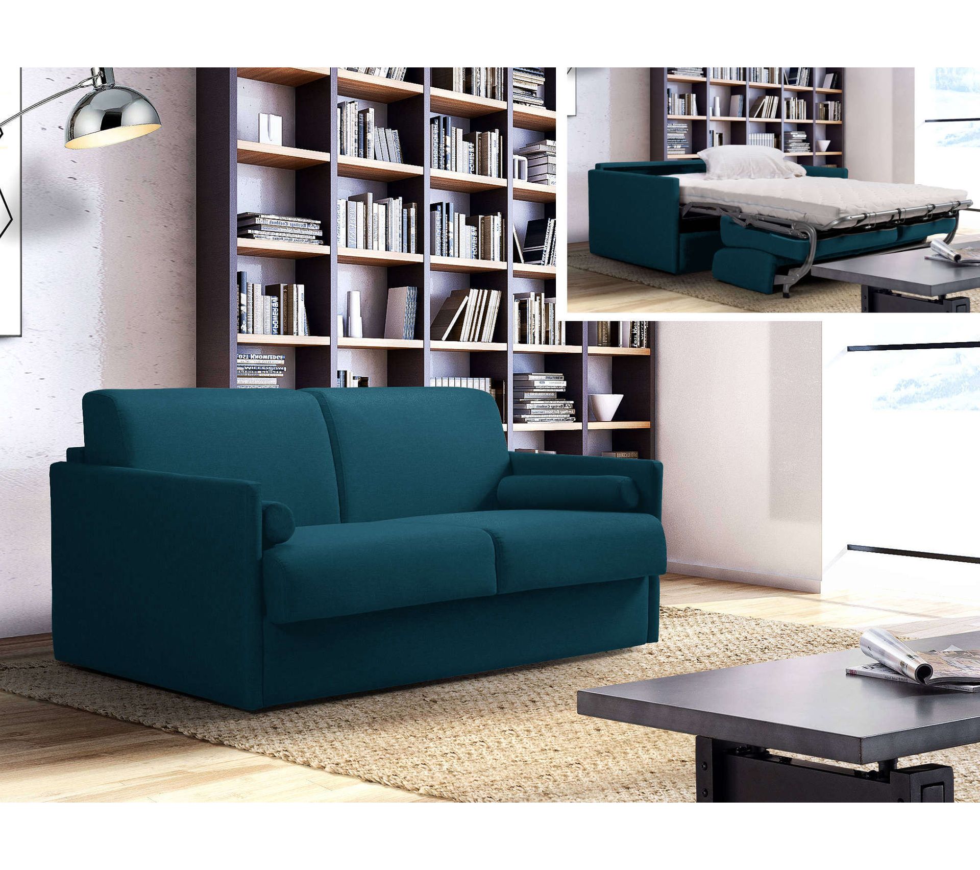 Canapé convertible AIX tweed 3 places 140 x 190 cm - matelas 16 cm