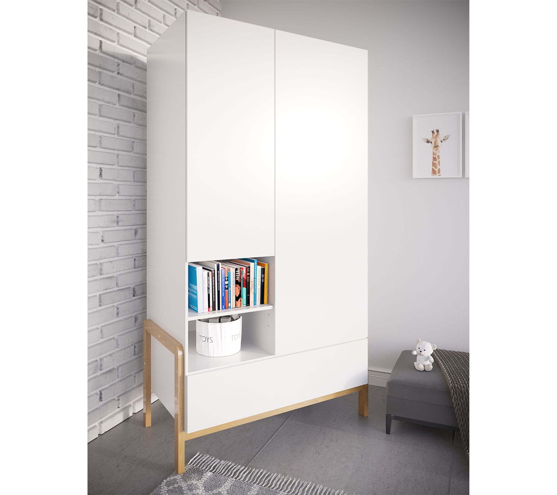 Commode 3 Tiroirs Et Armoire 2 Portes 1 Tiroir Victor Blanc Et Chêne