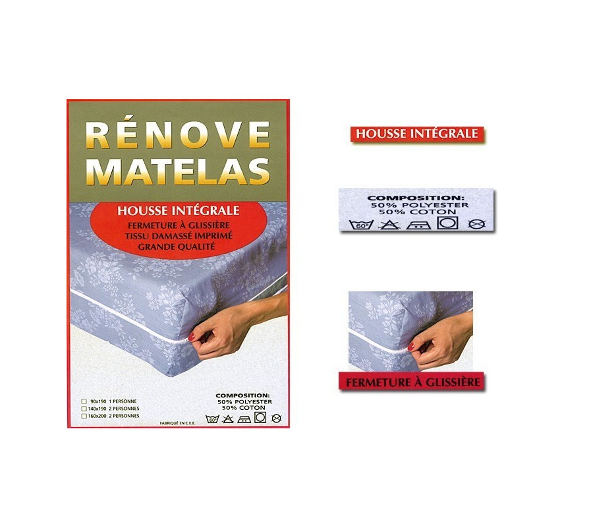 Housse De Matelas 160x200 Cm - Protection Anti-acariens - En Polyester Avec Zip - Pour Matelas De 20 à 30 Cm D'épaisseur