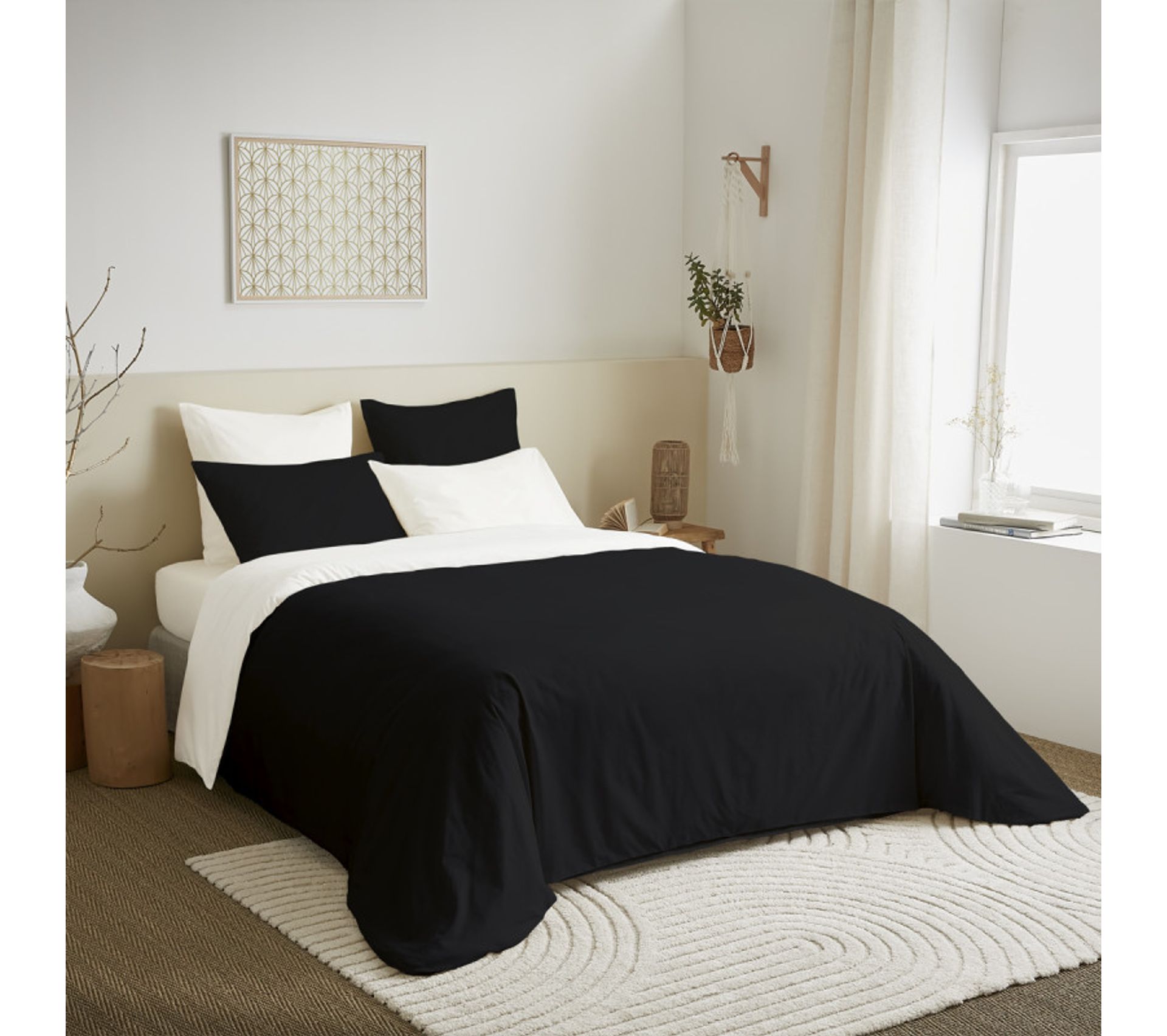 Parure De Lit En Coton Satin 300 Fils - Gris 180x200 Cm - Nora Home Juliette