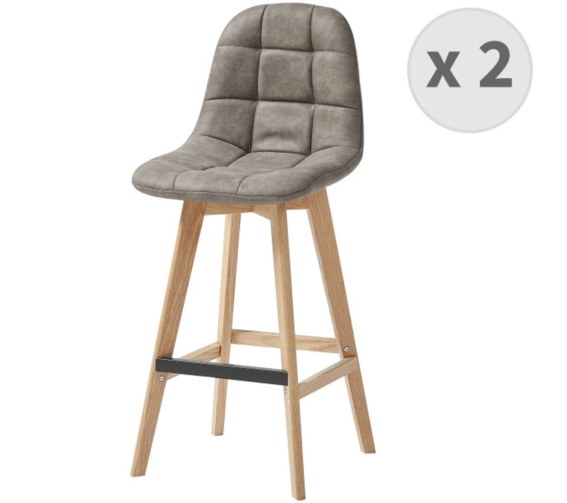 Owen Oak Chaise De Bar Vintage Microfibre Marron Clair Pieds Chêne(x2