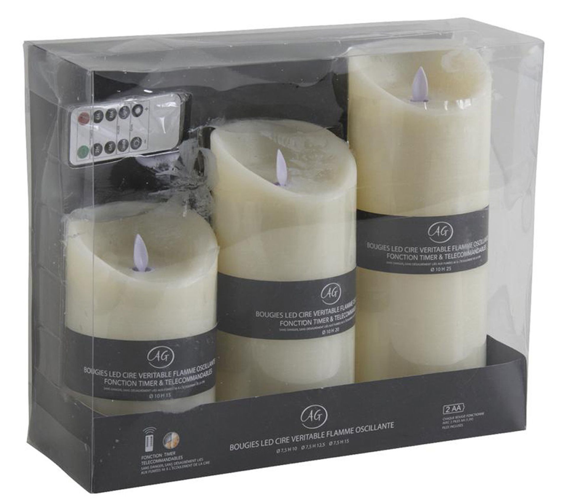 Star 067-11 Lot de 4 bougies à LED Effet cire Lumière vacillante Contrôle par télécommande Piles incluses Blanc 10 x 16 cm