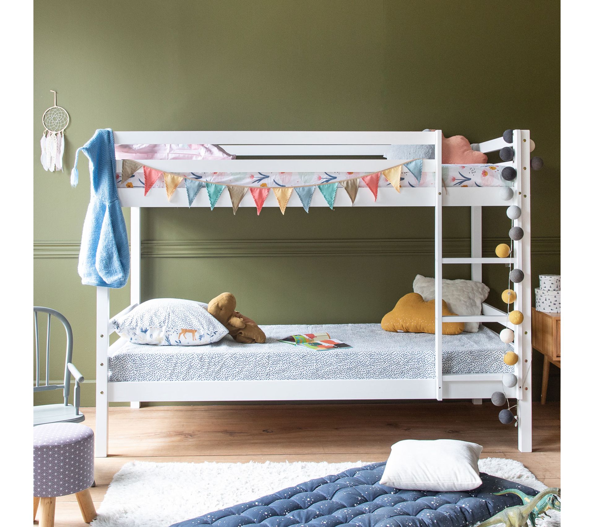 Lit Superposé Miniature Pour Maison De Poupée - Meuble Jouet En Plastique Vert, Accessoire Déco Poupée