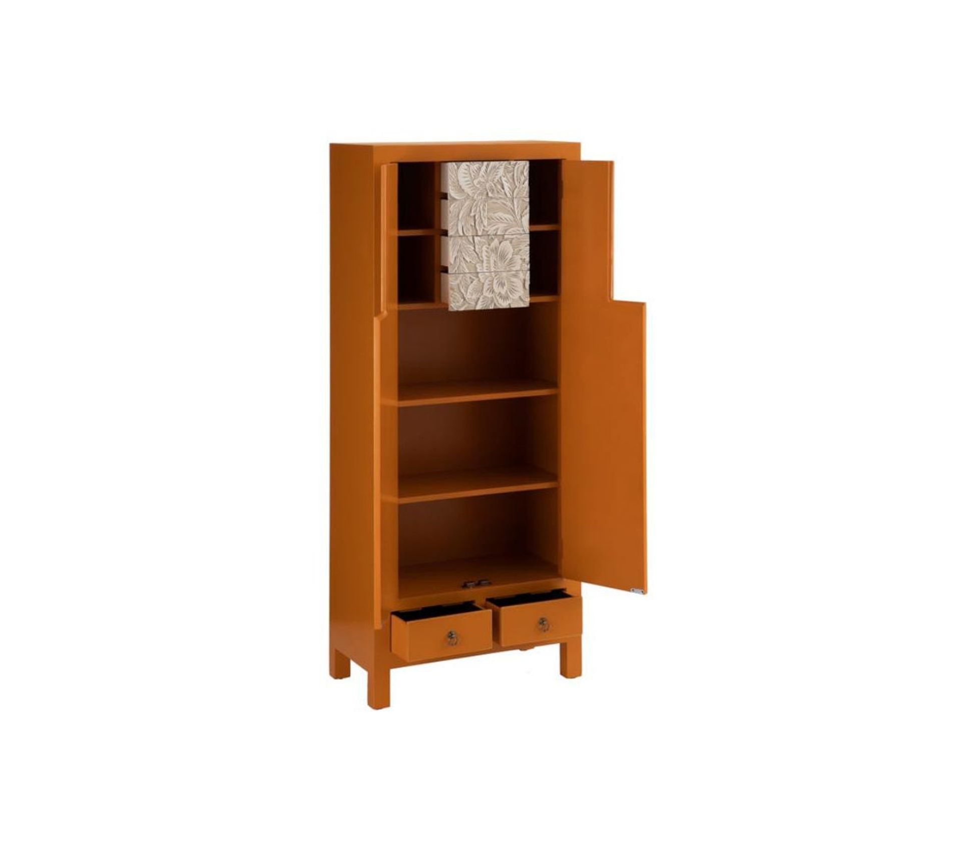 Armoire Lingère 2 Portes 6 Tiroirs Bois/orange Qingdao Orange