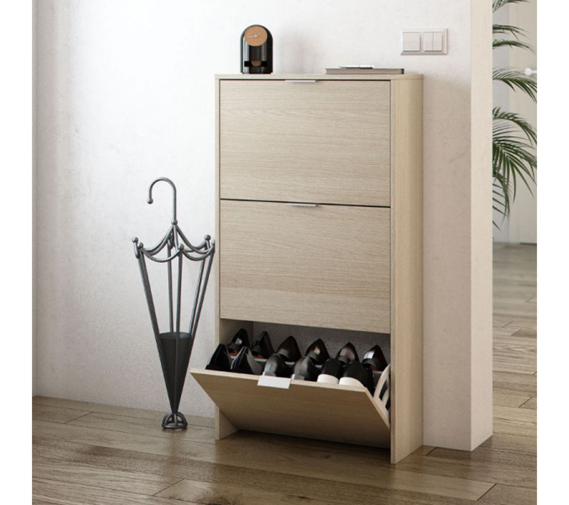 Meuble À Chaussures Chêne Clair Tiarala L 60 X L 22 X H 113