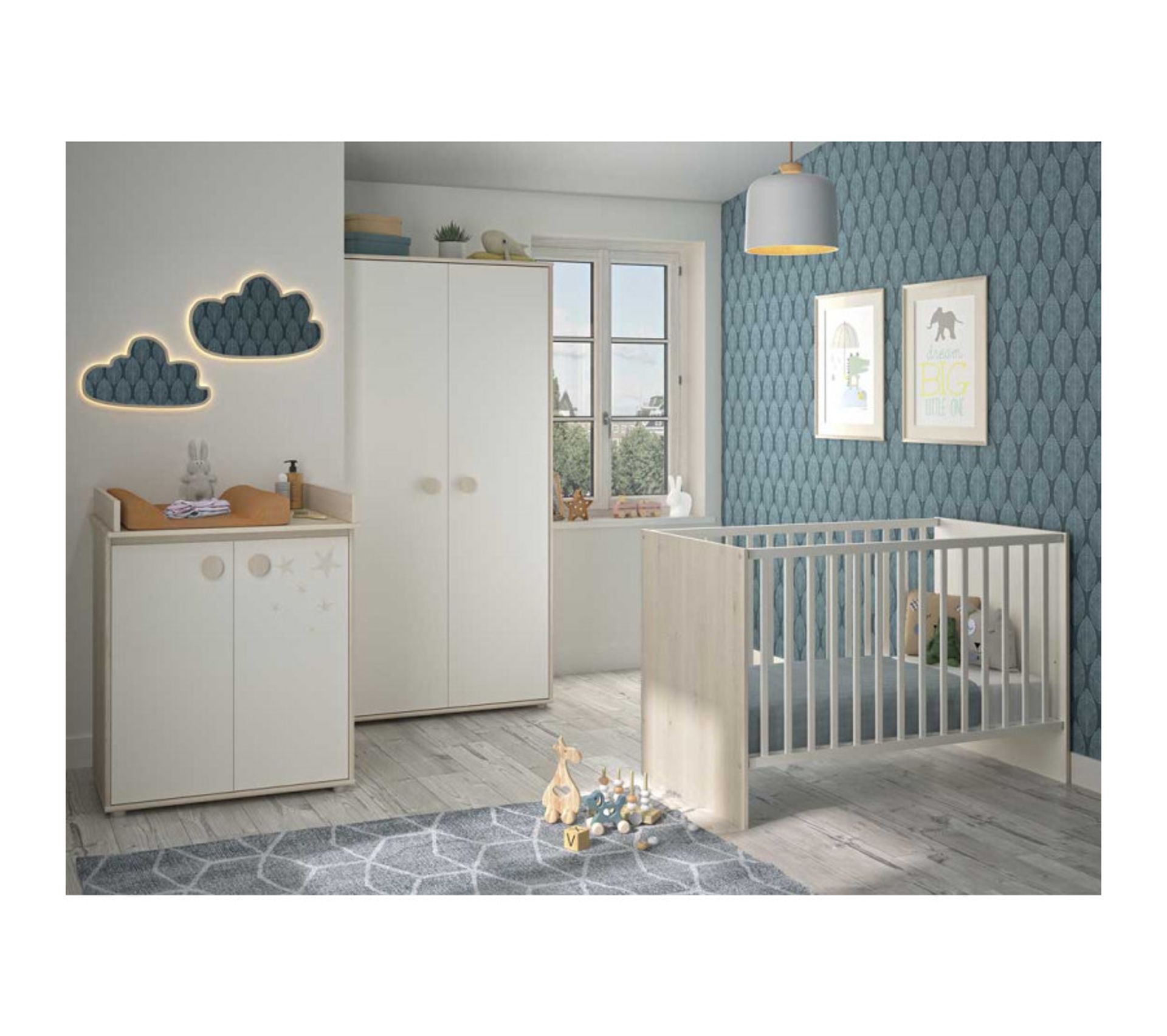 Chambre Bebe Complete Blanc Pin Blanchi Balam Chambre Bebe Complete But