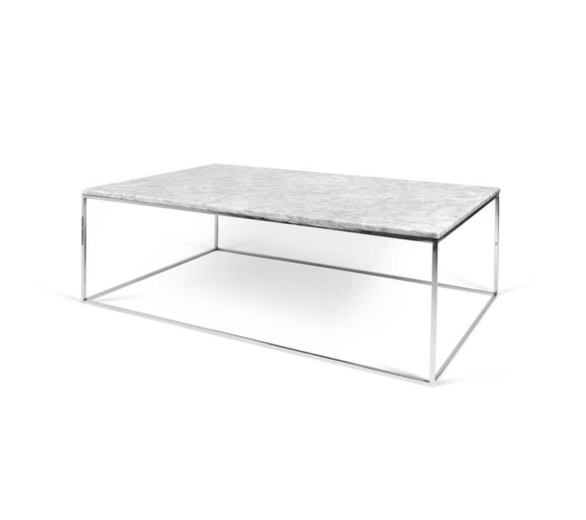 Table Basse Rectangulaire Metal Chrome Marbre Blanc Bangbe Table Basse But