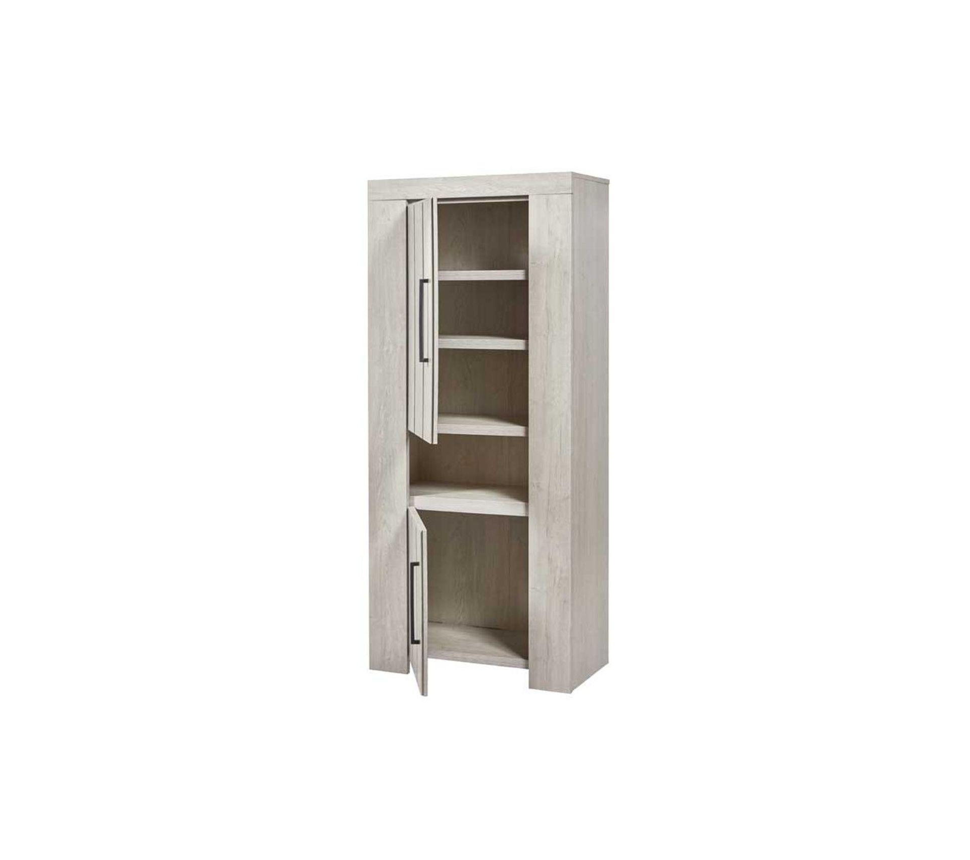 Armoire De Salon 2 Portes Chêne Blanchi Lierre Blanc Vaisselier