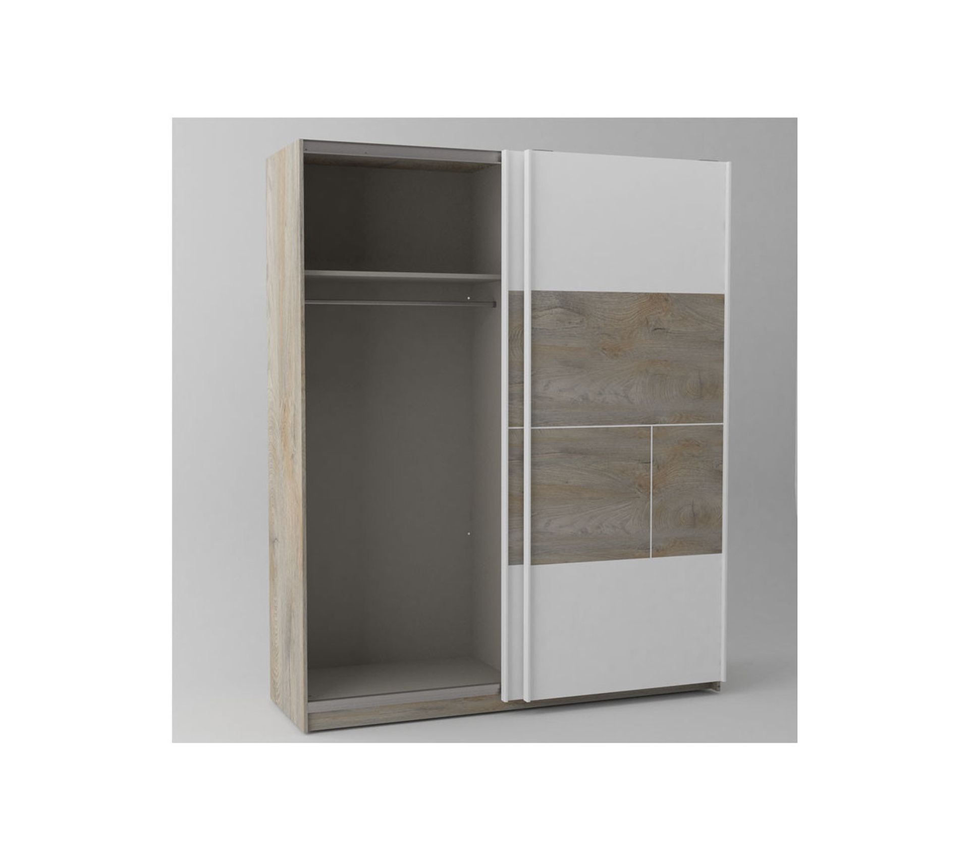 Armoire 2 Portes Coulissantes Chêne Délavé/blanc Mat Florine