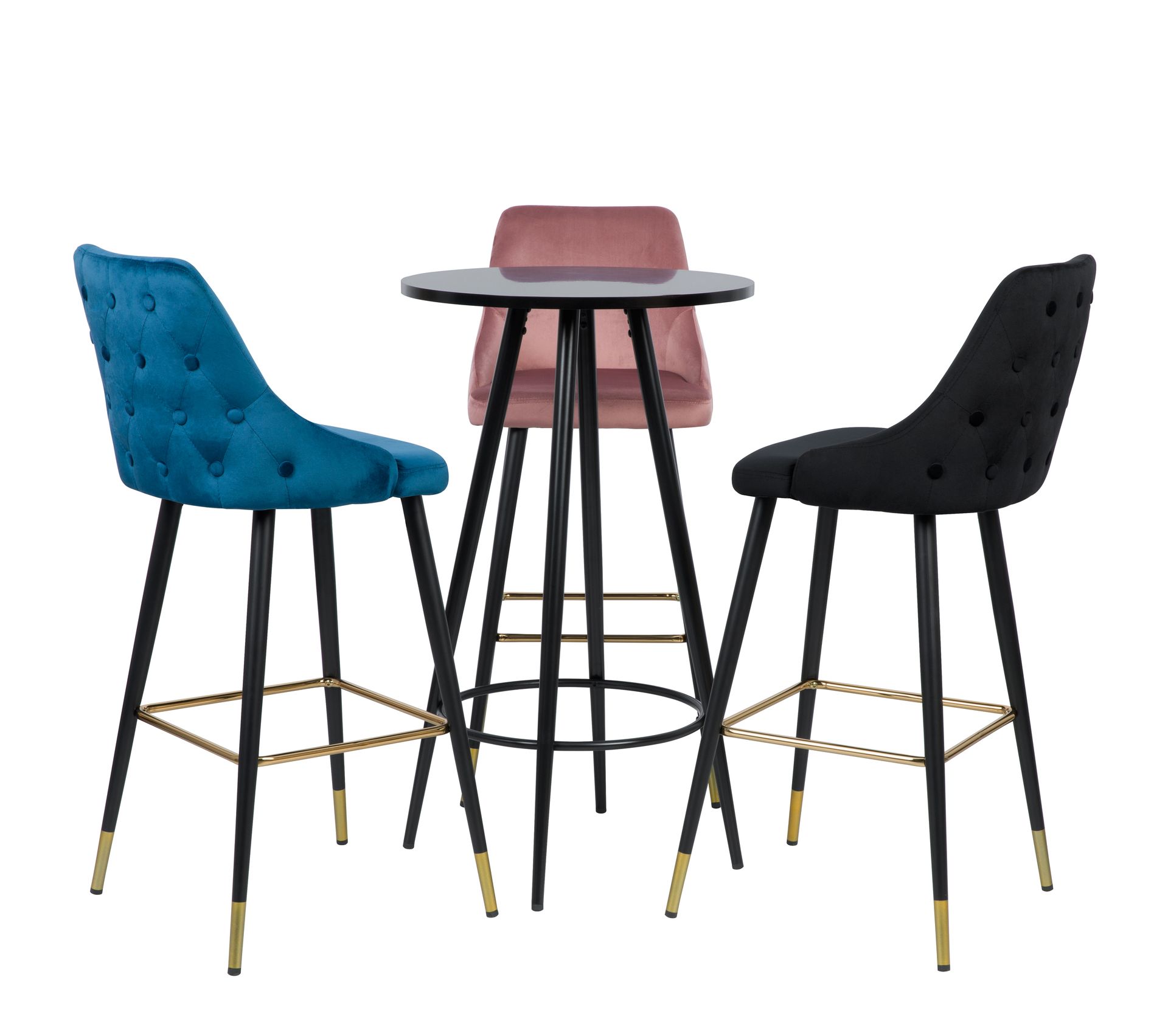Chaise De Bar Aristote En Velours Bleu 77.5 Cm (lot De 2) Chaise De Bar Aristote En Velours Bleu 77.5 Cm (lot De 2)