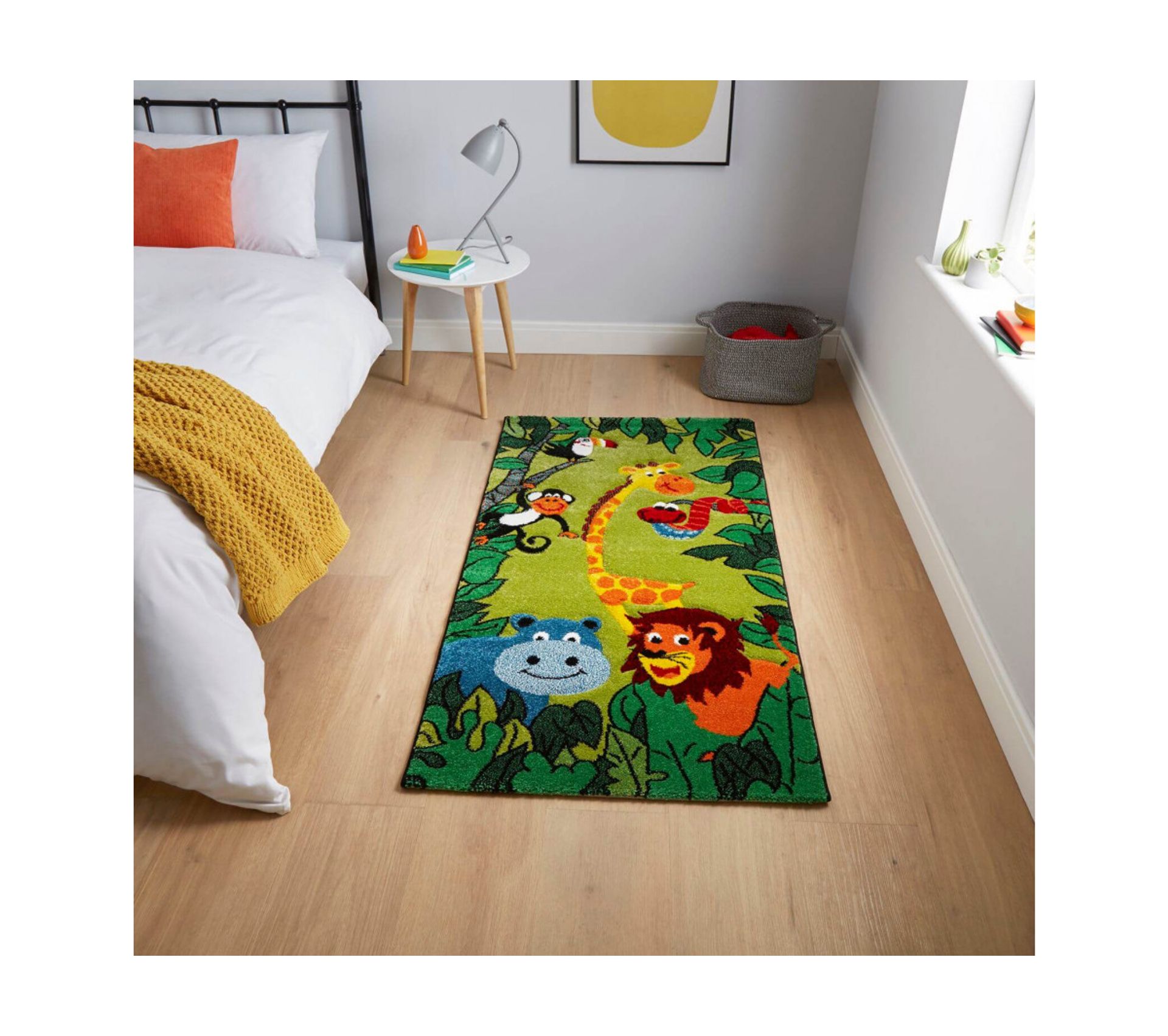 Tapis Enfant Poils Courts Jungle Kid Imprime Vert 80x150 Tapis Enfant But