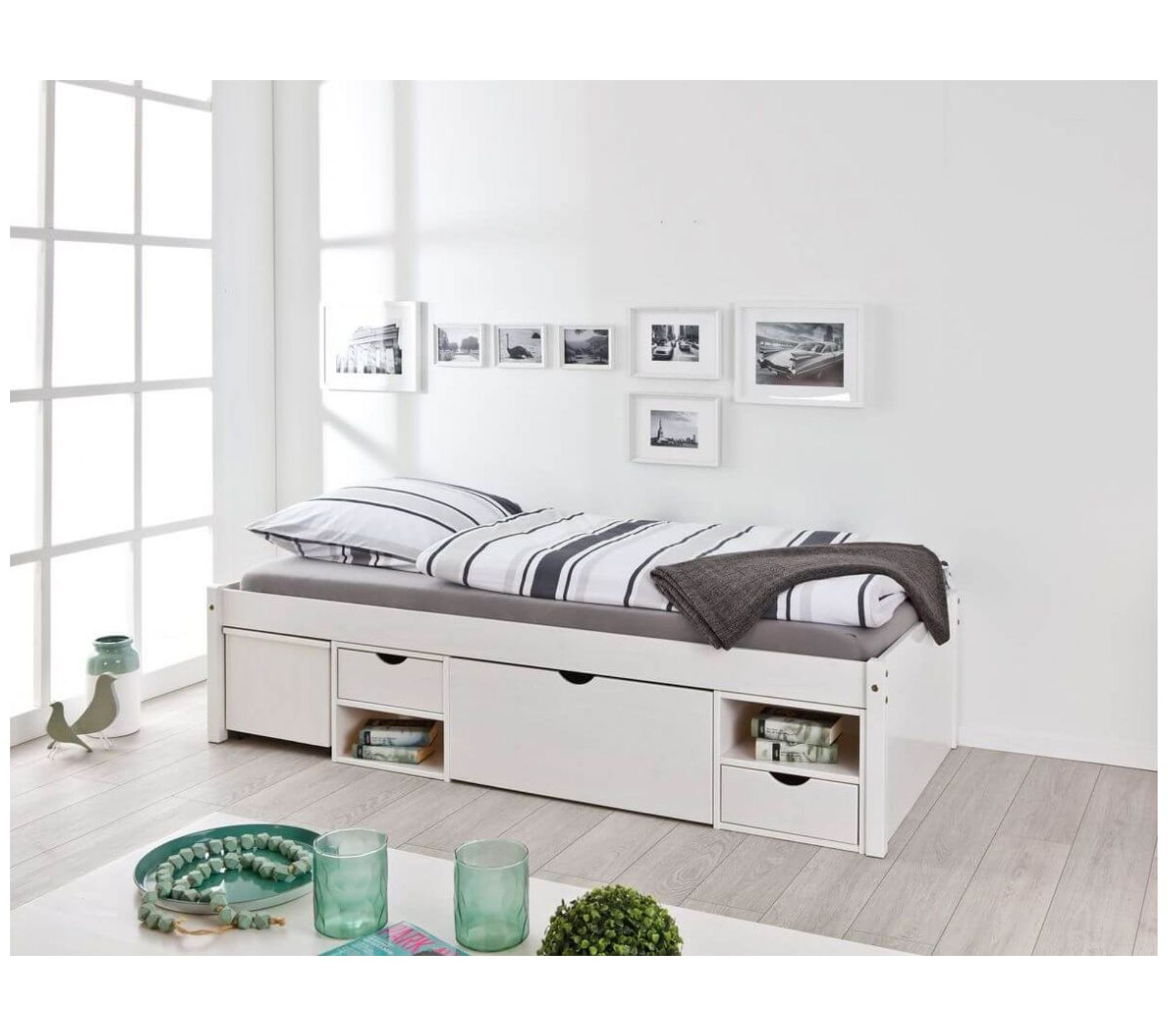 Lit 90 X 200 Fineo Bois Massif Blanc 90x200 Classique Chic - Lit enfant BUT