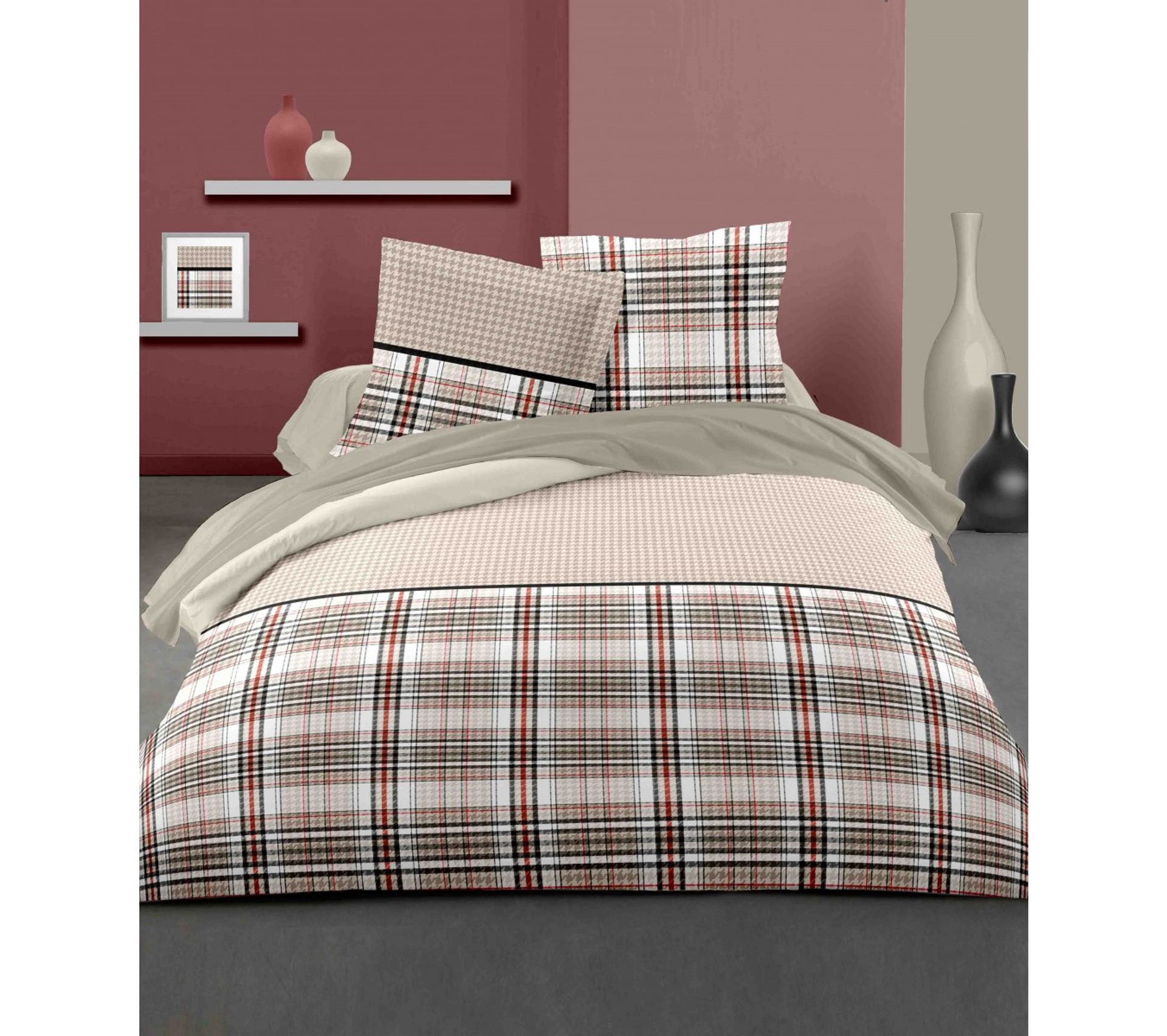 HOUSSE DE COUETTE PERCALE DE COTON BRODÉE BLANC/OR : Housse De Couette