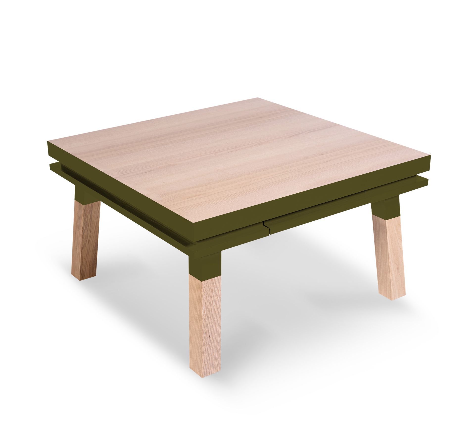 Table Basse Carrée 100 Frêne Massif 90x90 Cm Vert Lancieux