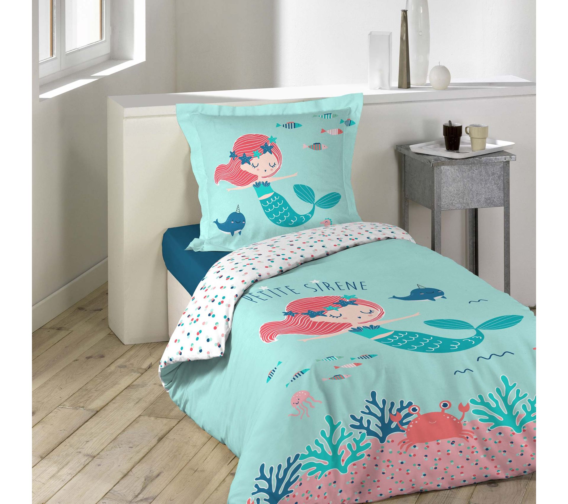 Housse De Couette Enfant 140 X 0 Cm Coton 1 Taie Petite Sirene Housse De Couette Parure De Lit But