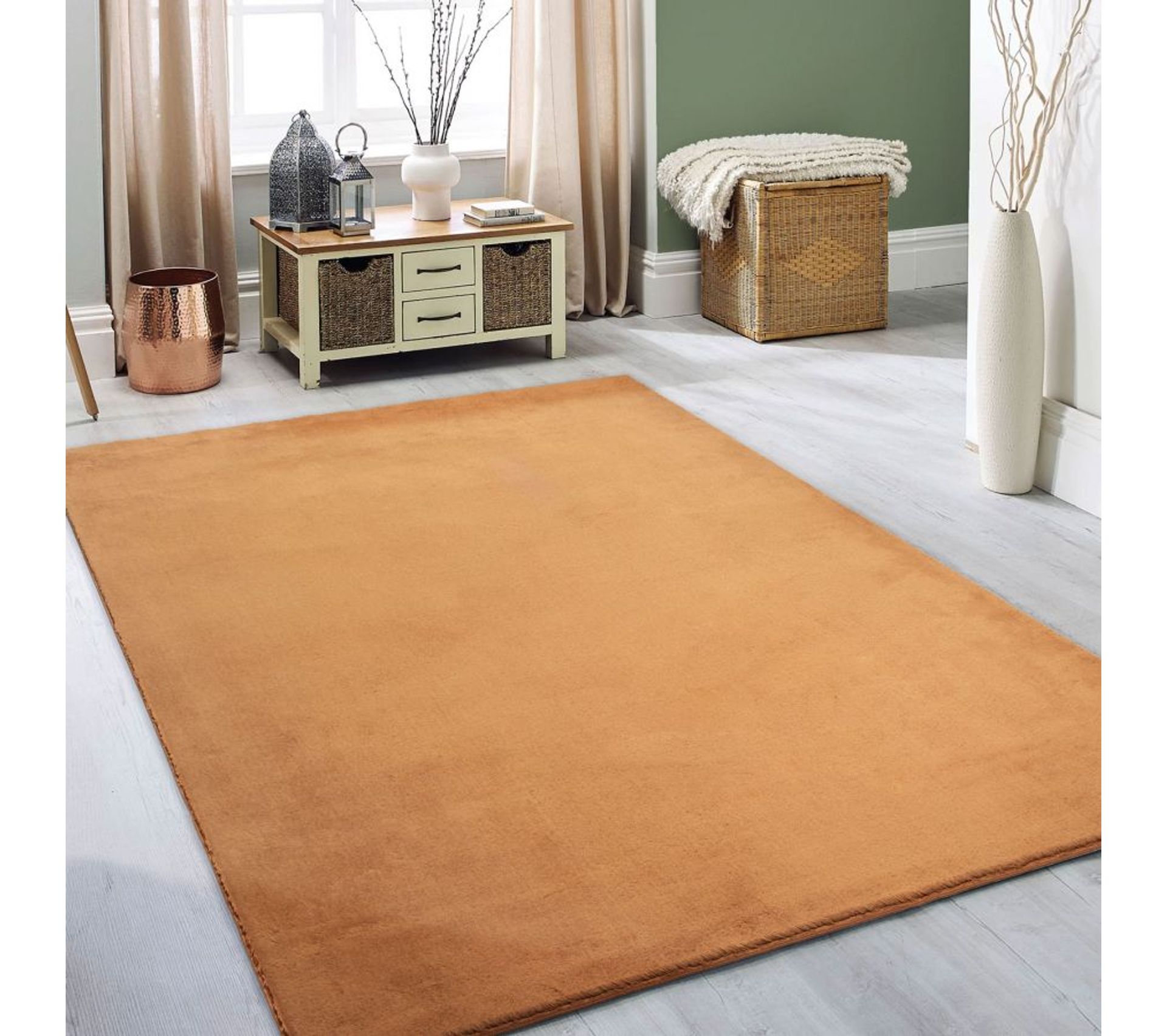 Tapis Uni Orange Lavable Doux Loft Terracotta 170x120 cm Tapis