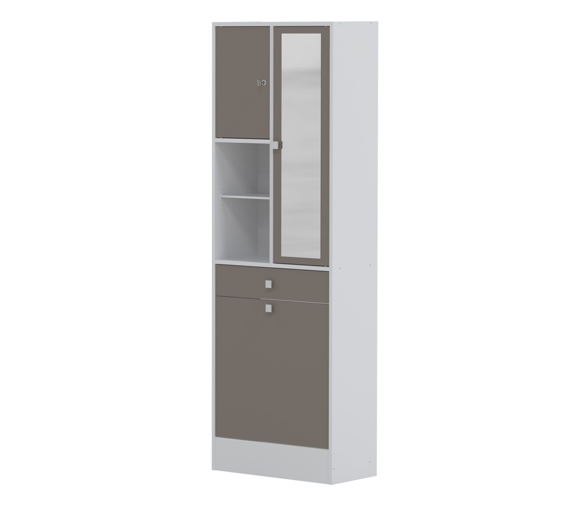 Armoire Combi 62 X 181 Blanc Et Taupe Colonne de salle de bain BUT