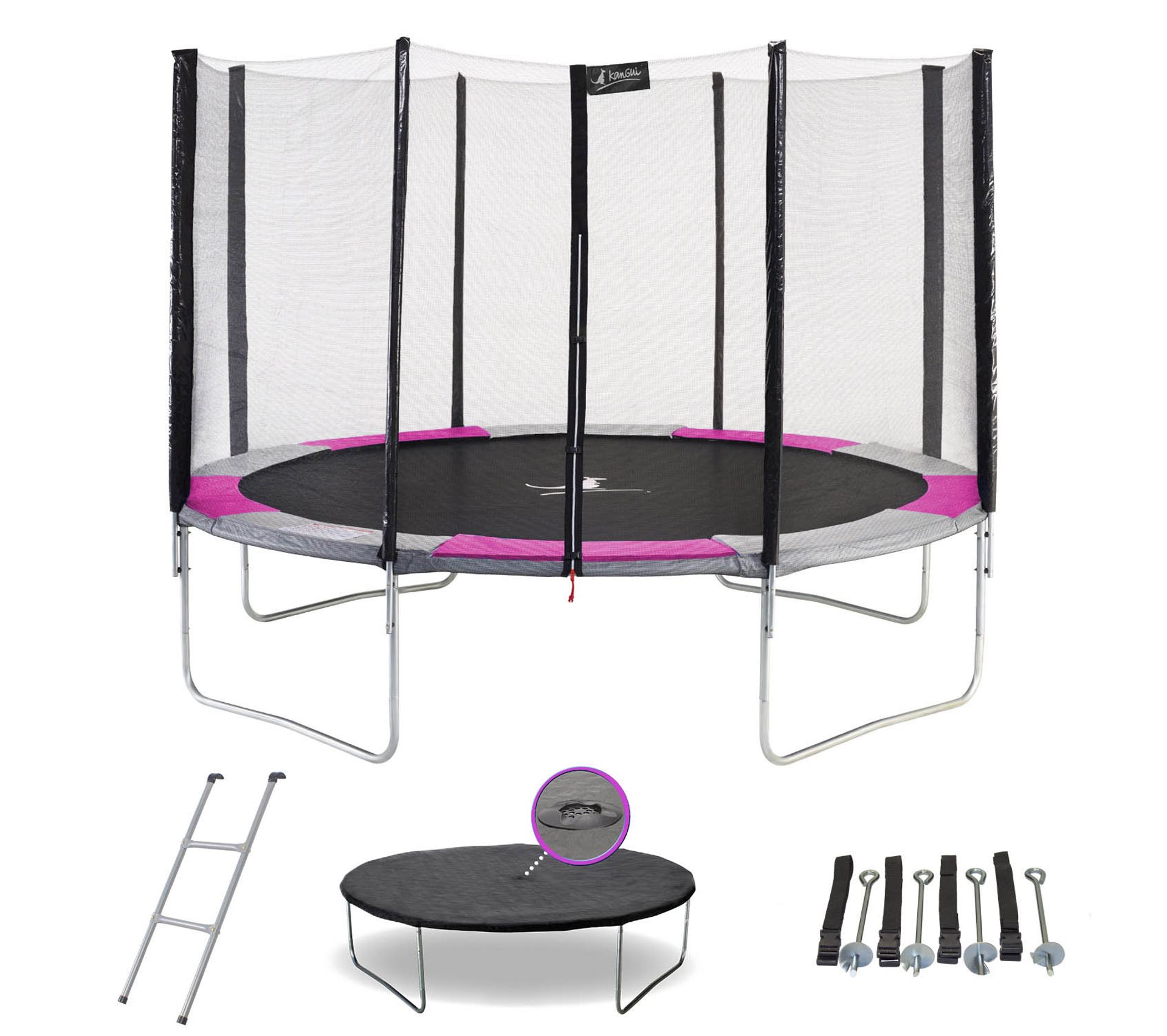 Trampoline Rond Ø360 cm Avec Filet, Échelle, Bâche Et Kit D'ancrage