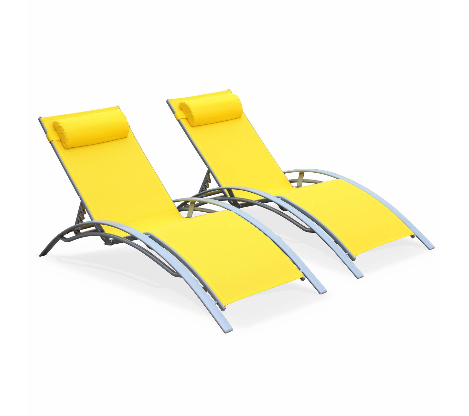 Duo De Bains De Soleil Aluminium Louisa Jaune Transats Aluminium Et