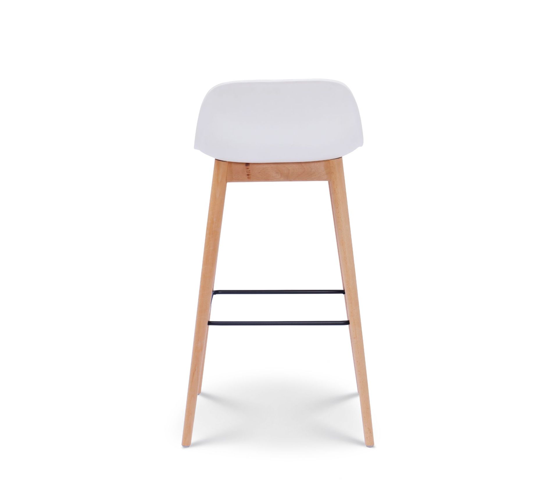 Tabouret De Bar 4 Pieds - Assise Bois Blanc, Piétement Métal - Modèle Koko