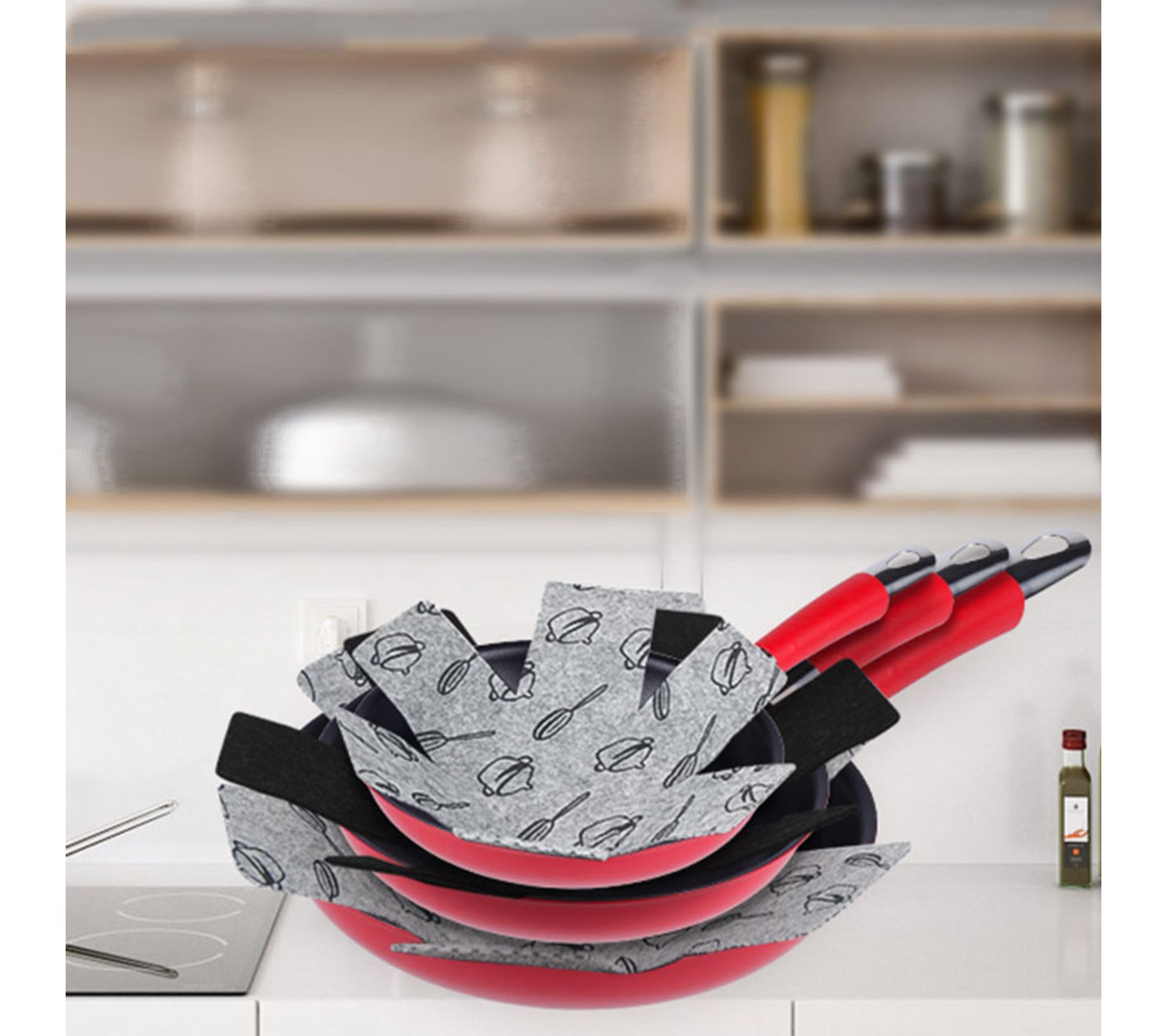 Protections En Feutre Pour Casseroles - Lot De 12 (4 Tailles : 14,5 à 34,5 Cm) - Anti-rayures - Pour Empiler Et Protéger