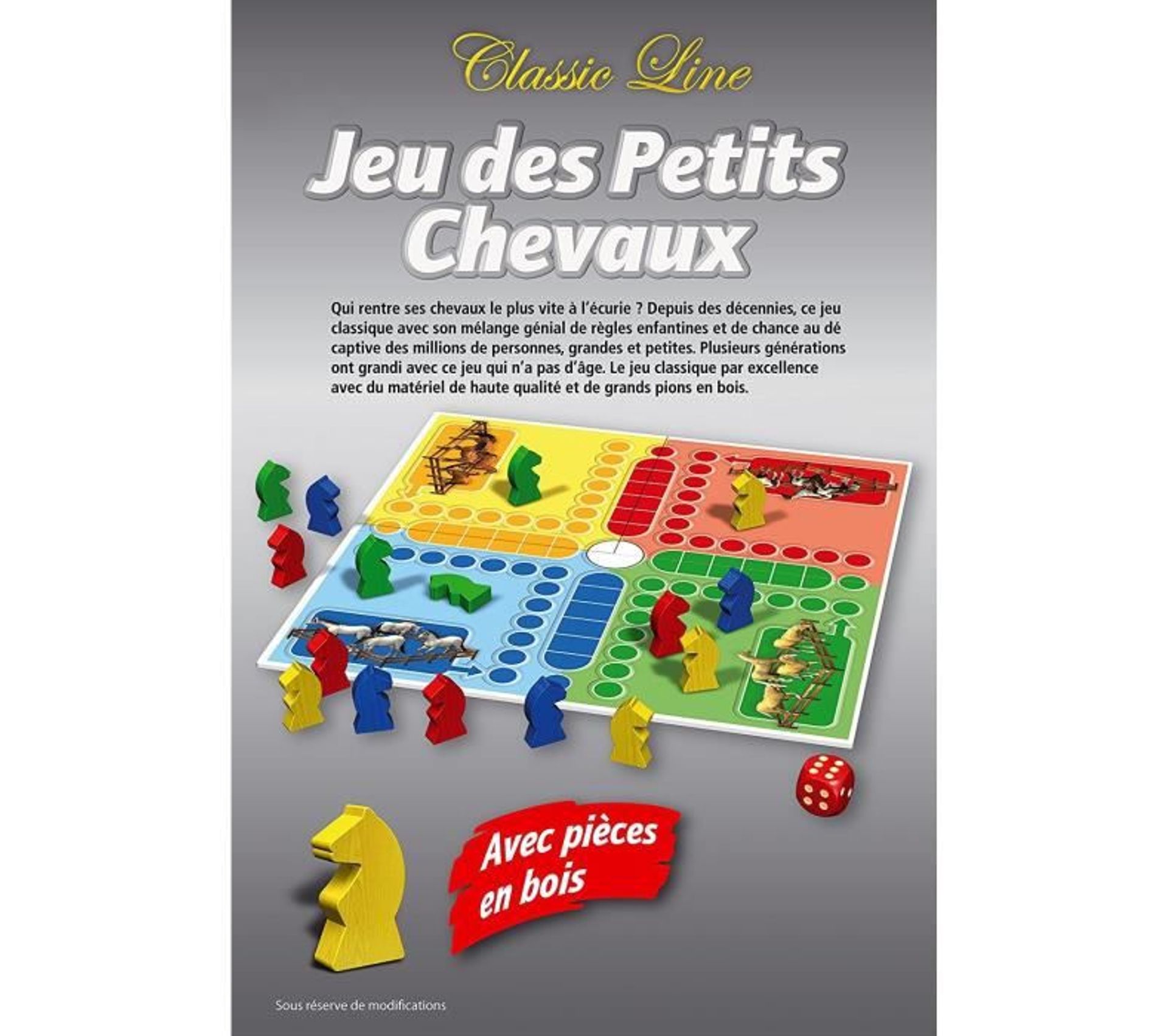 JEUJURA- Coffret Sociétés Petits Chevaux l’oie Dames marelle et Pleins d’autres-150 Règles-4 Plateaux de Jeu et pions en Bois-2 à 6 Joueurs, 8124