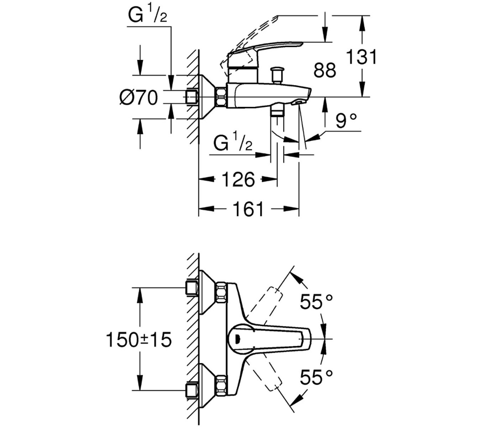 Grohe Mitigeur De Baignoire Start, Inversion Bain/douche de
