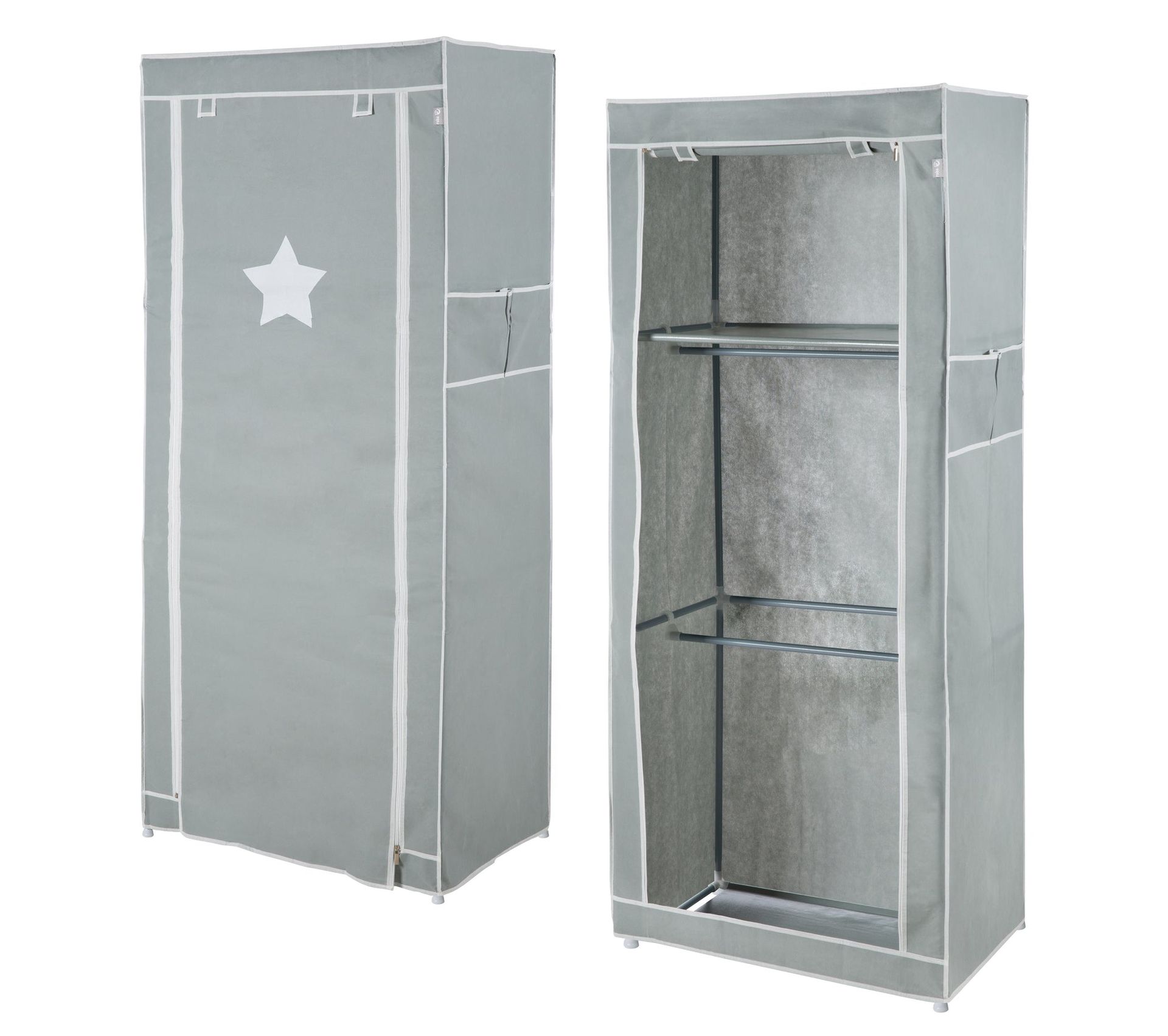 Armoire De Rangement En Tissu "little Stars" 2 Penderies Et 1