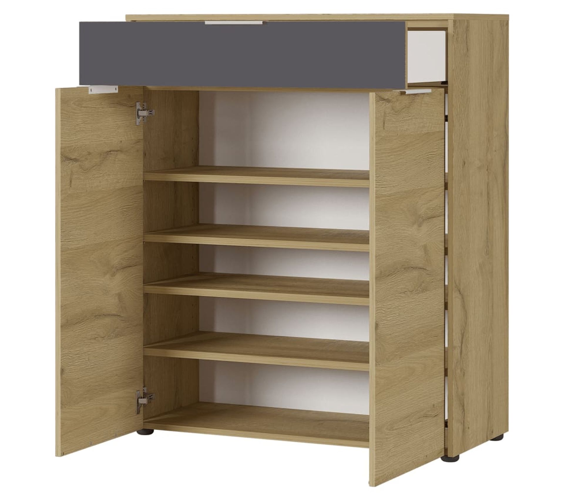 Meuble À Chaussures 2 Portes Et 1 Tiroir Chêne Et Gris Scalea