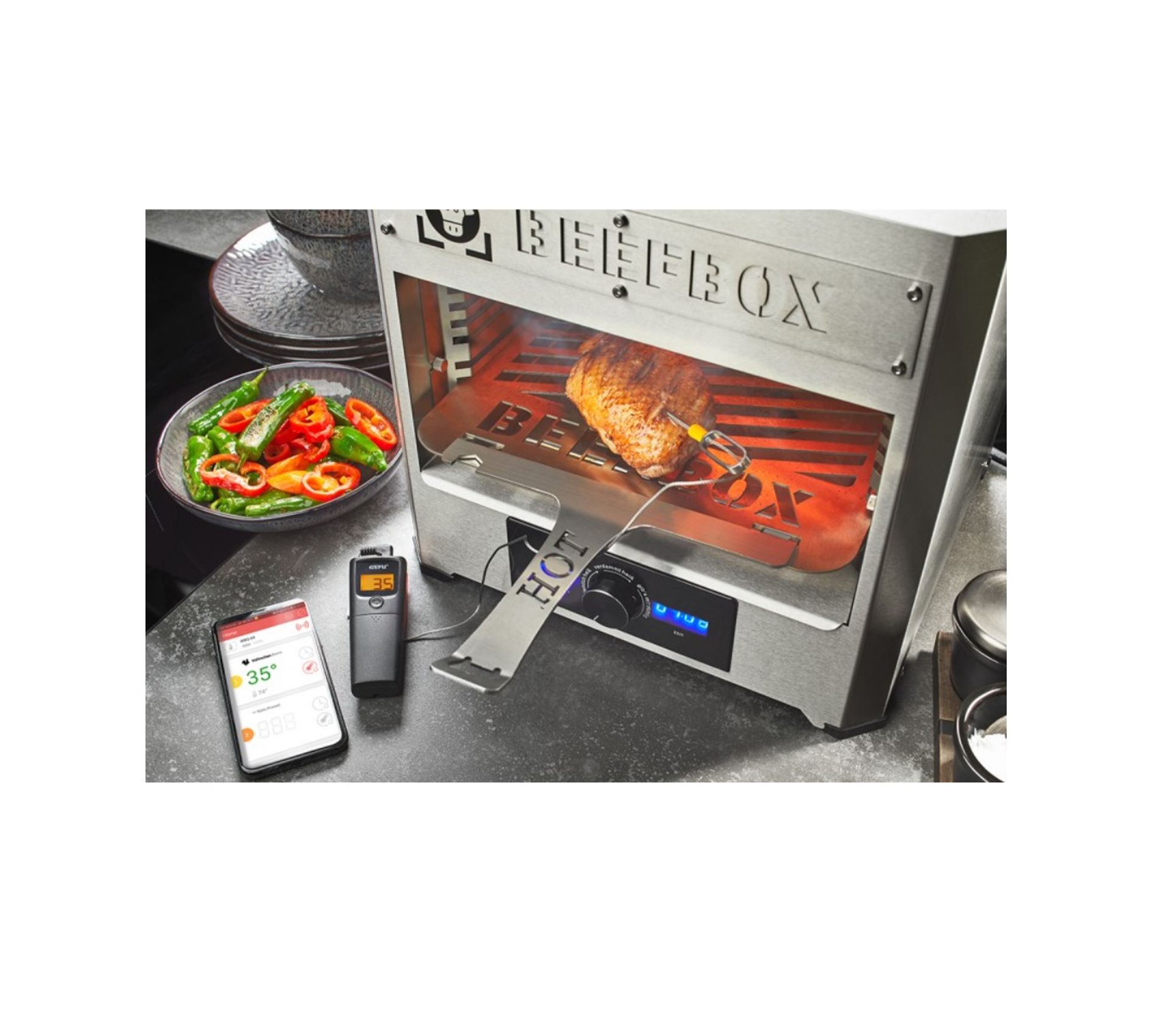 Thermomètre à Viande Numérique Instantané - Plage -58°F à 572°F, Précision ±1°F - Acier Inoxydable, Rétroéclairage, Fonction HOLD - Pour Four, Grill, Fumoir