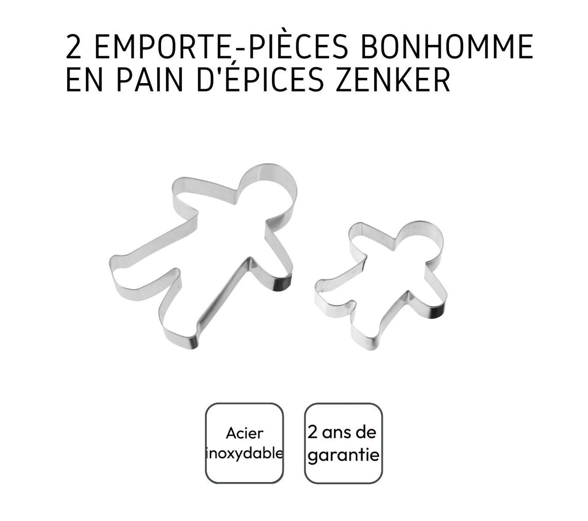 Lot De 3 Emporte-pièces Bonhomme Pain D'épices Acier Inoxydable - Tailles 14 Cm, 12 Cm, 9 Cm - Poignée PVC Rouge - Pour Biscuits, Pâte à Sucre, Pâtisserie