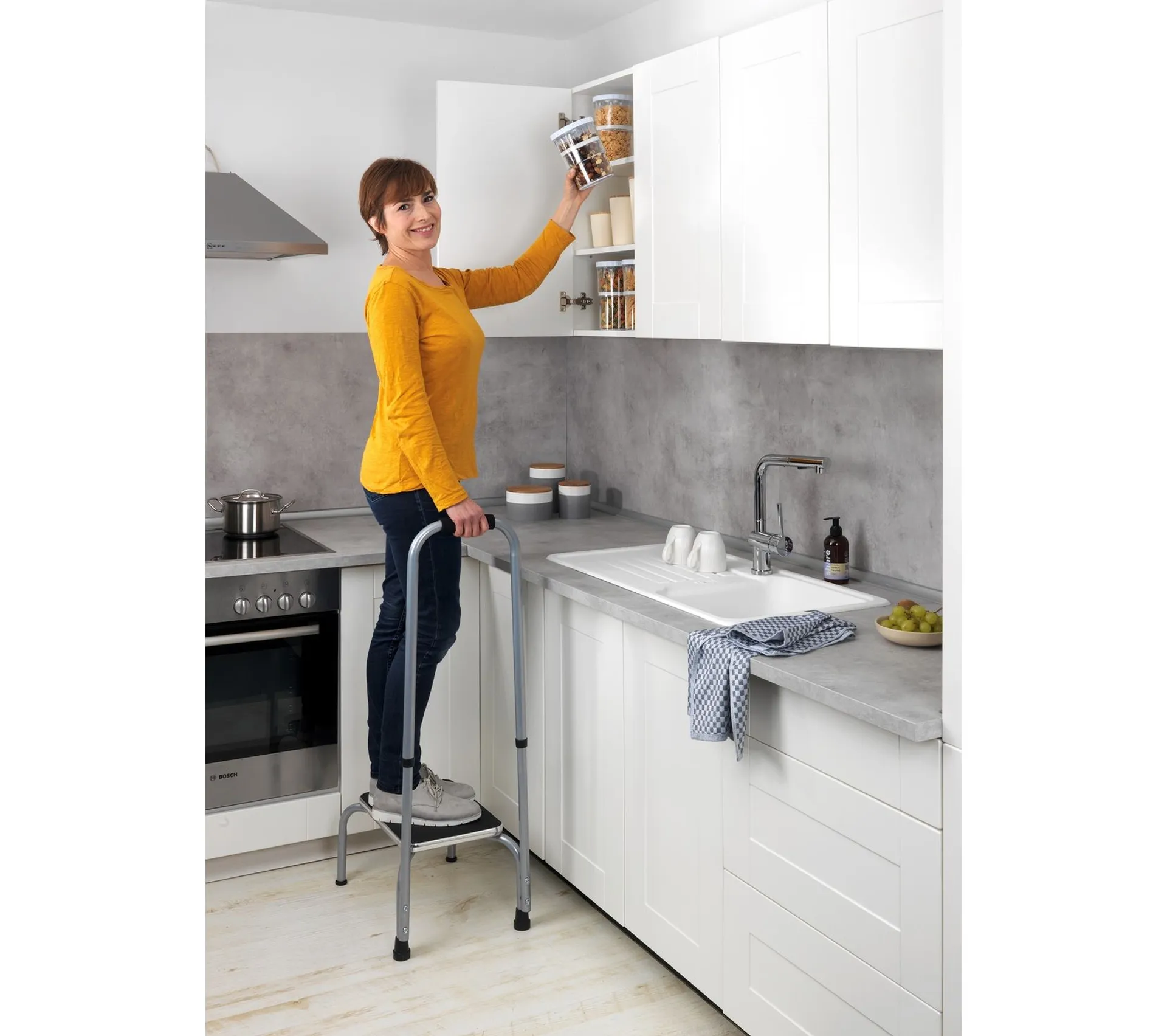 Marchepied Avec Poignée Réglable Pour SUV/camping-car – Support 181 Kg, Hauteur 84-98 Cm, Stable Antidérapant
