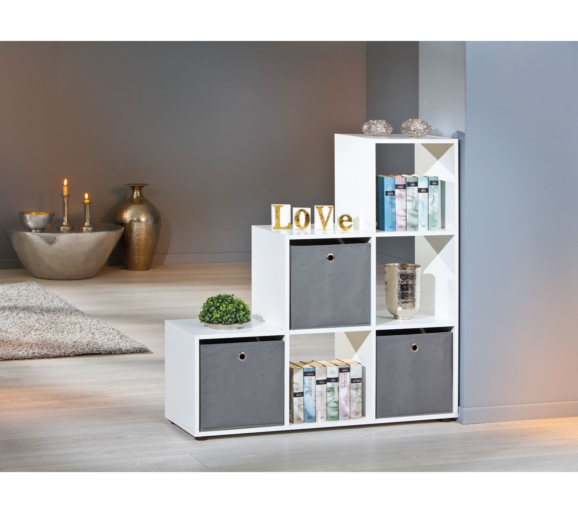 Étagère Escalier 6 Cases Relaxdays - Meuble Rangement Modulable Pour Salon Ou Chambre