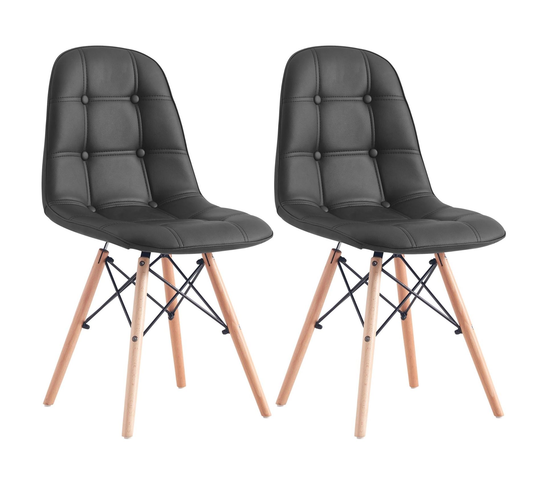 Lot De 2 Chaises Cesar, En Synthétique Noir Lot De 2 Chaises Cesar, En Synthétique Noir