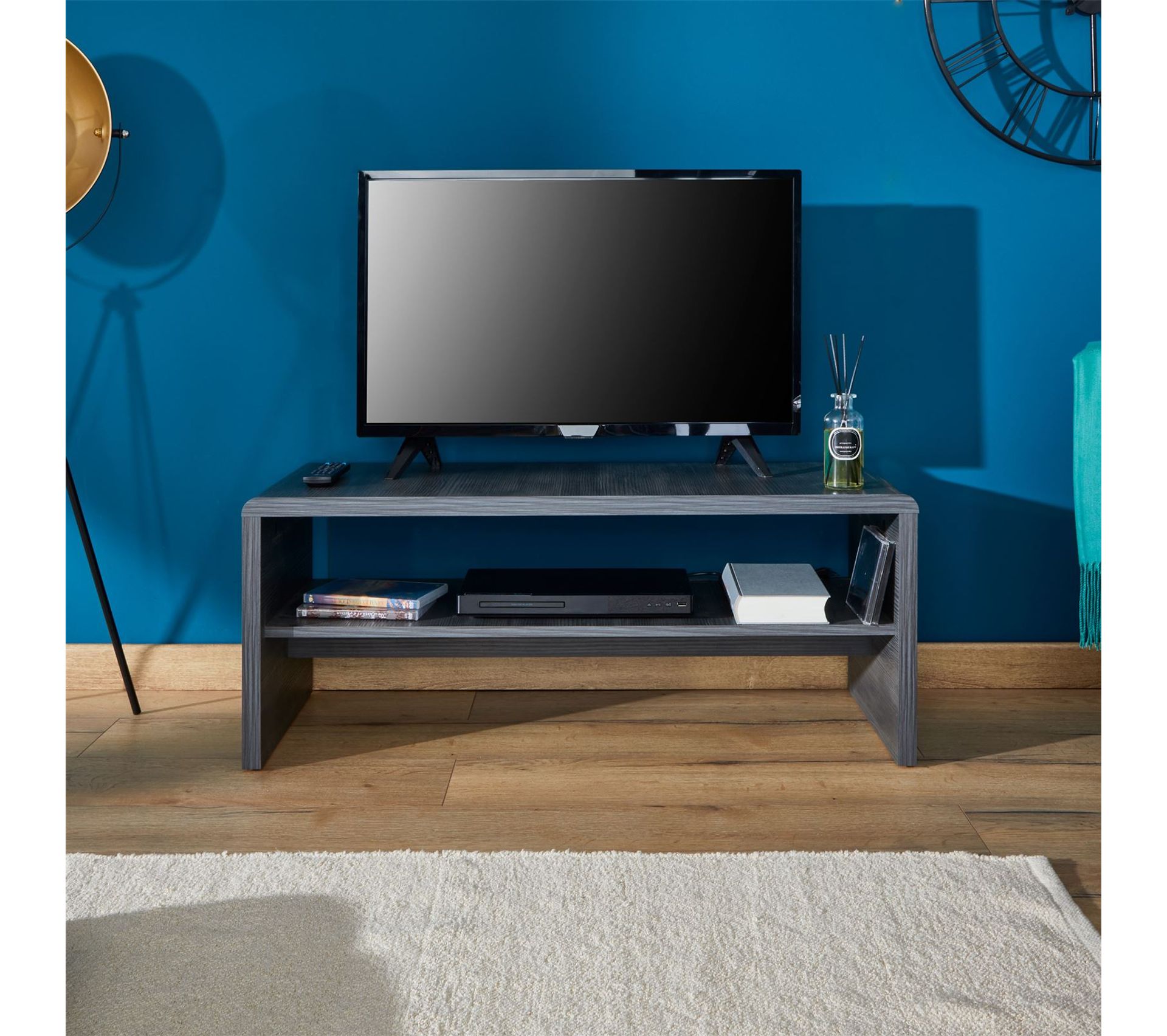 Table Basse / Meuble TV Louna, En Mélaminé Décor Gris Cendré Table