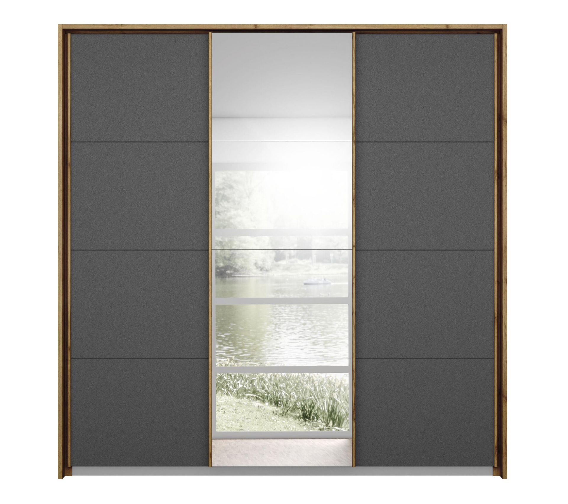 Armoire 3 portes passepartout L.211 cm MIAMI imitation chêne moyen et