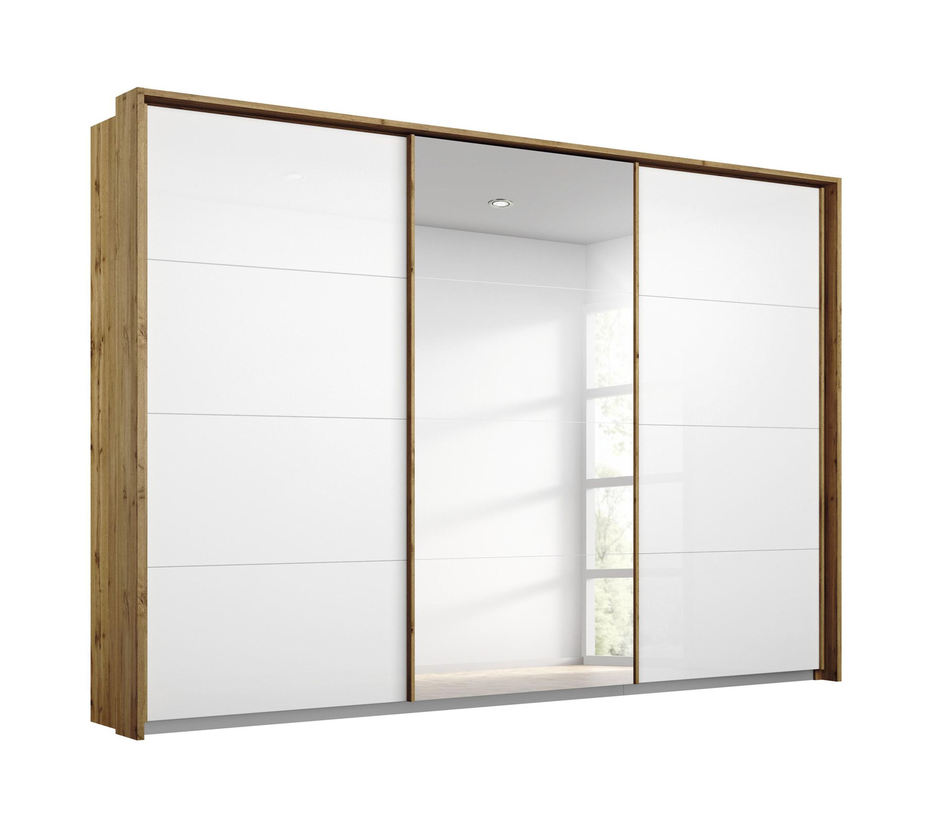 Armoire 3 portes passepartout L.278 cm MIAMI imitation chêne moyen et