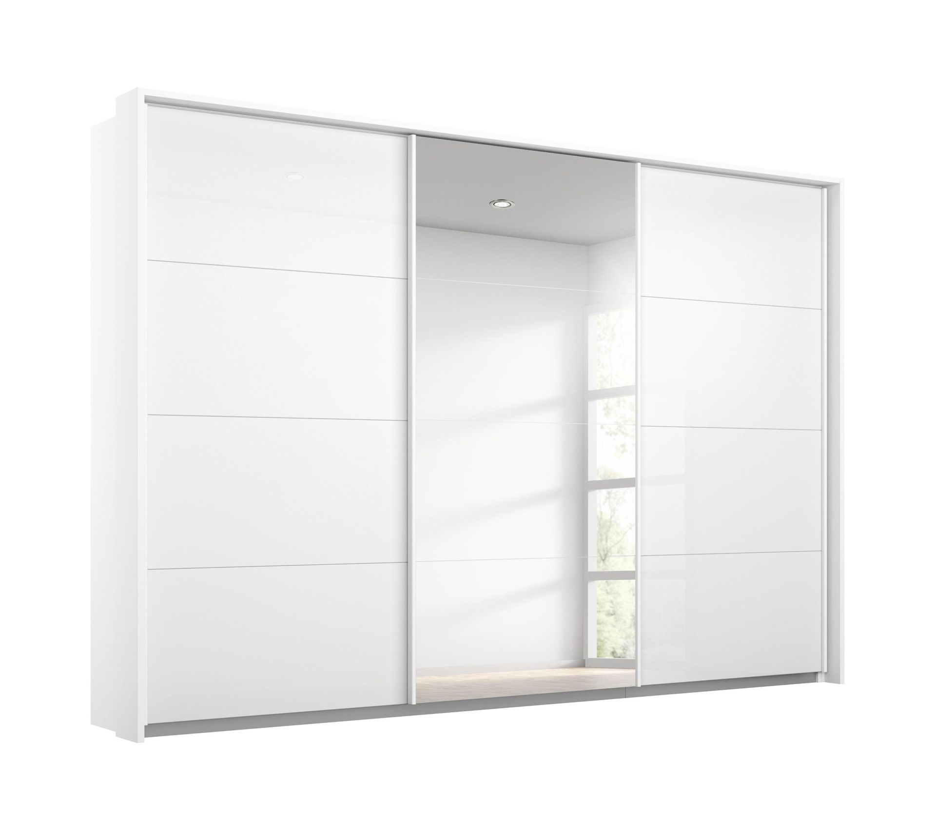 Armoire 3 portes passepartout L.278 cm MIAMI blanc et blanc laqué
