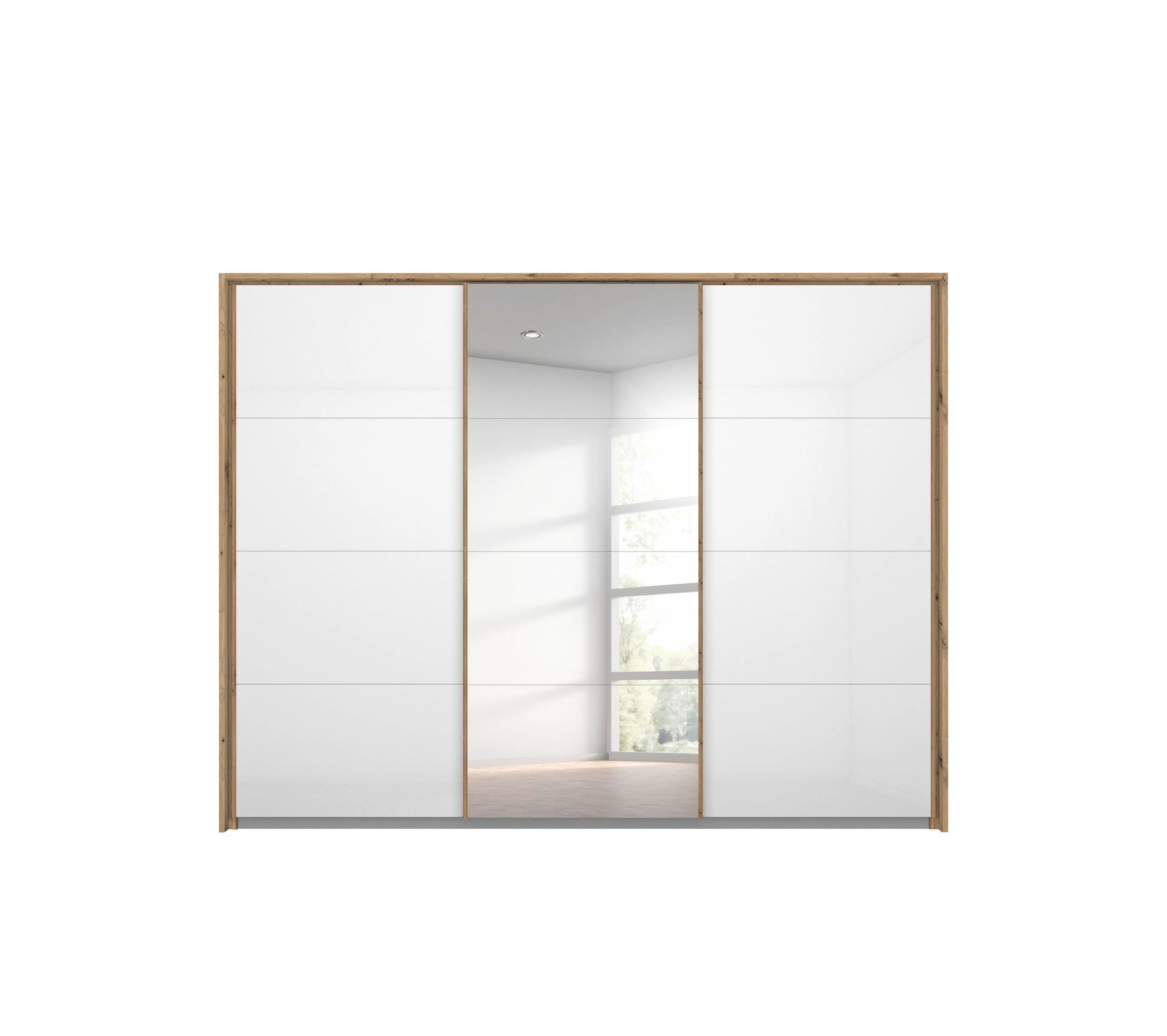 Armoire 3 portes passepartout L.278 cm MIAMI imitation chêne artisan et