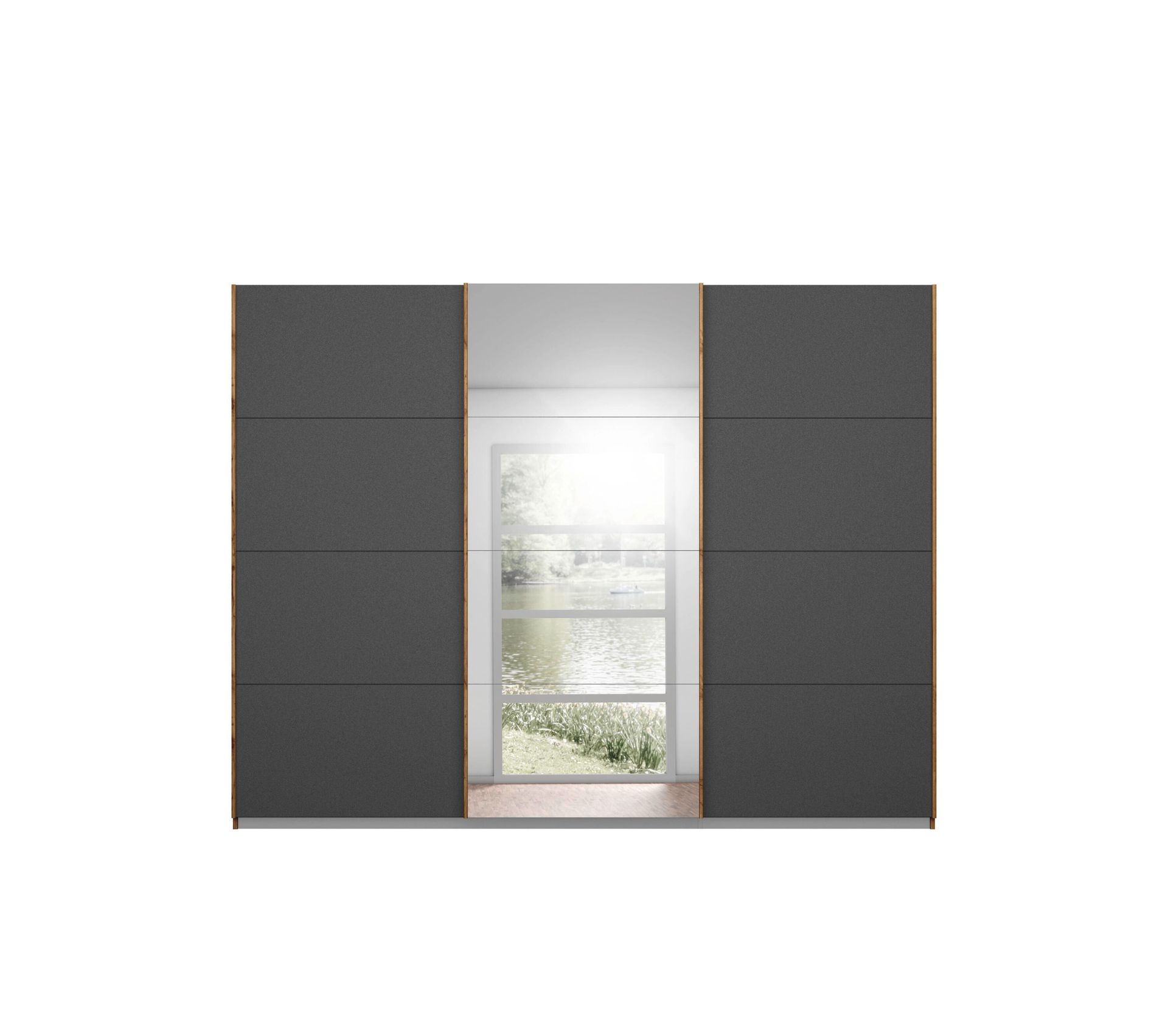 Armoire 3 portes L.271 cm MIAMI imitation chêne moyen et gris foncé