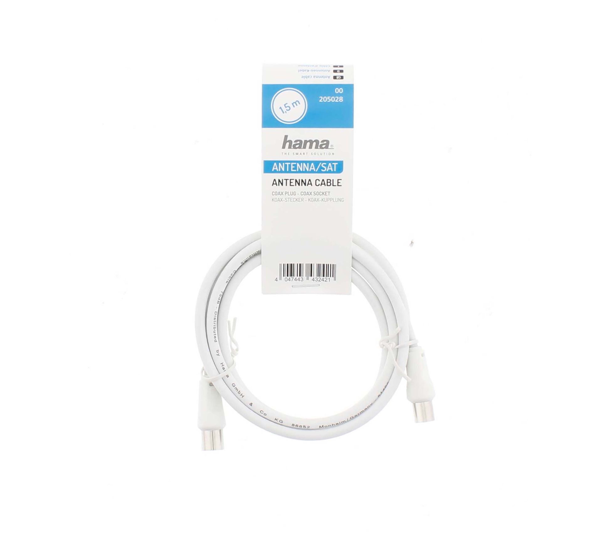Câble Antenne TV Ekon 3 Mètres - Prise Mâle/Femelle, 75 DB - Pour TV, Décodeur TNT, Smart TV