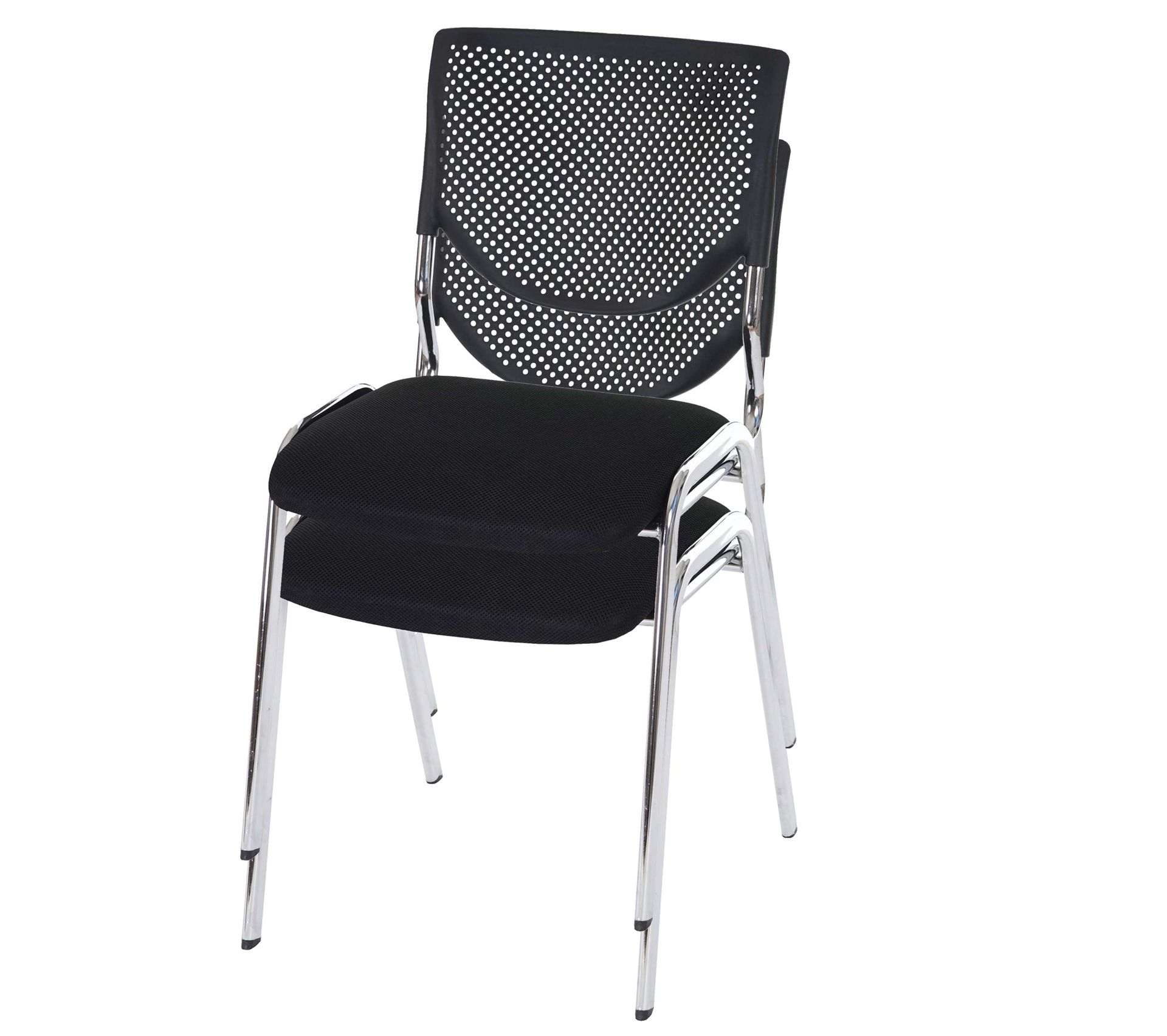 Lot De 4 Chaises Visiteur Mendler T401 - Empilables, Tissu Gris, Pieds Chromés, Dossier Ergonomique