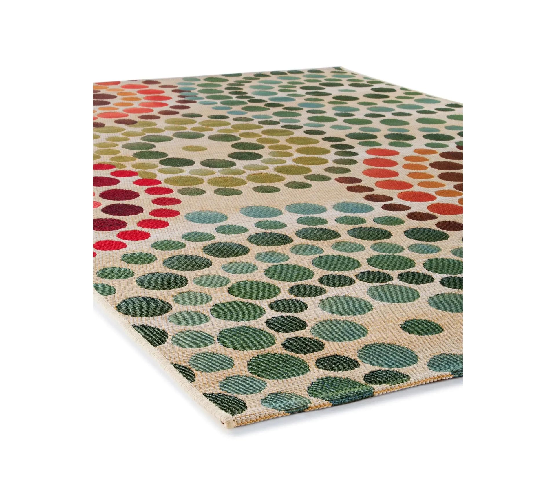 Tapis géométrique quadrillé vert et bleu d'intérieur et d'extérieur 200x285 cm