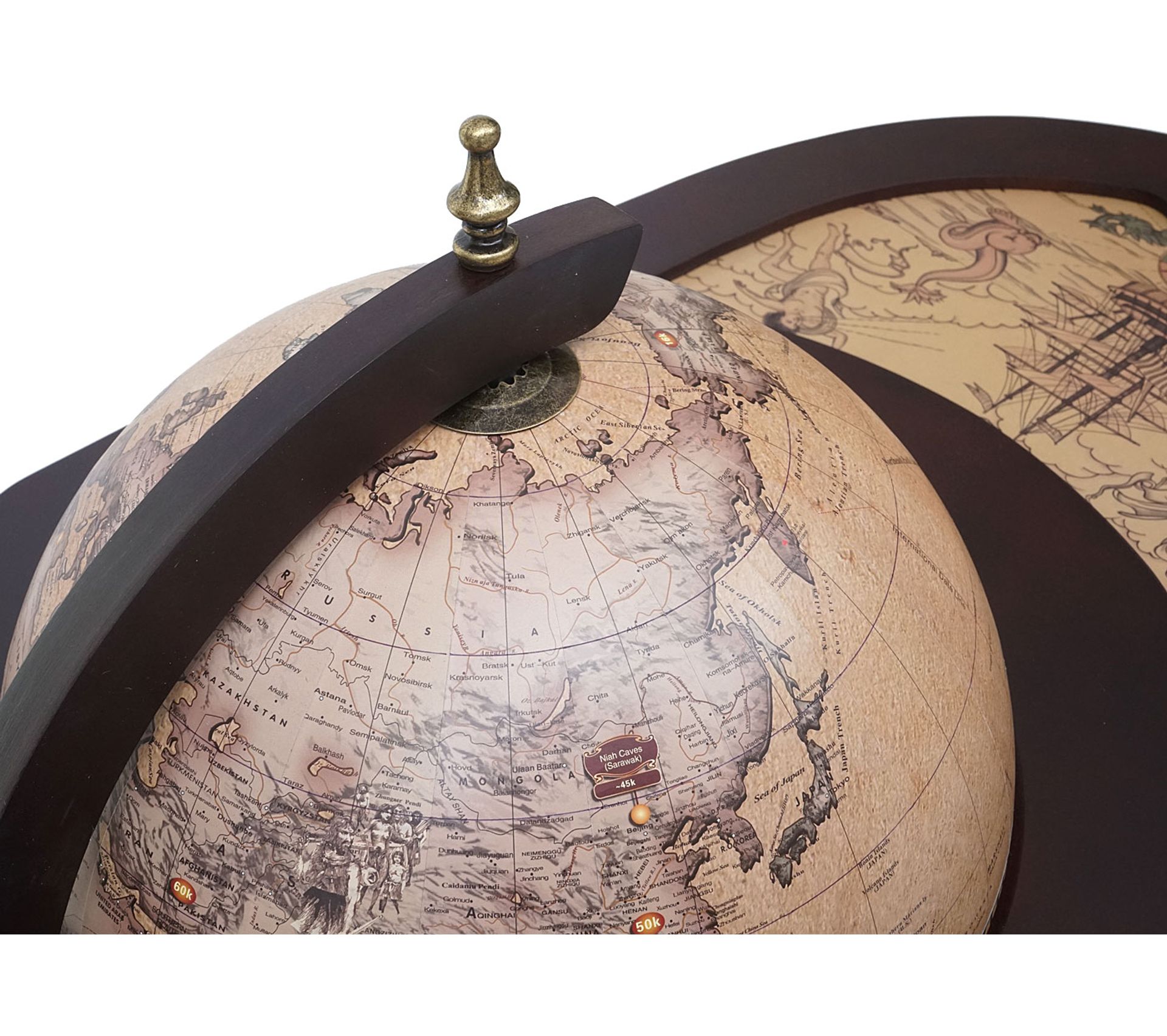 COSTWAY Bar Globe Terrestre Vintage Mappe monde en Bois d'Eucalyptus