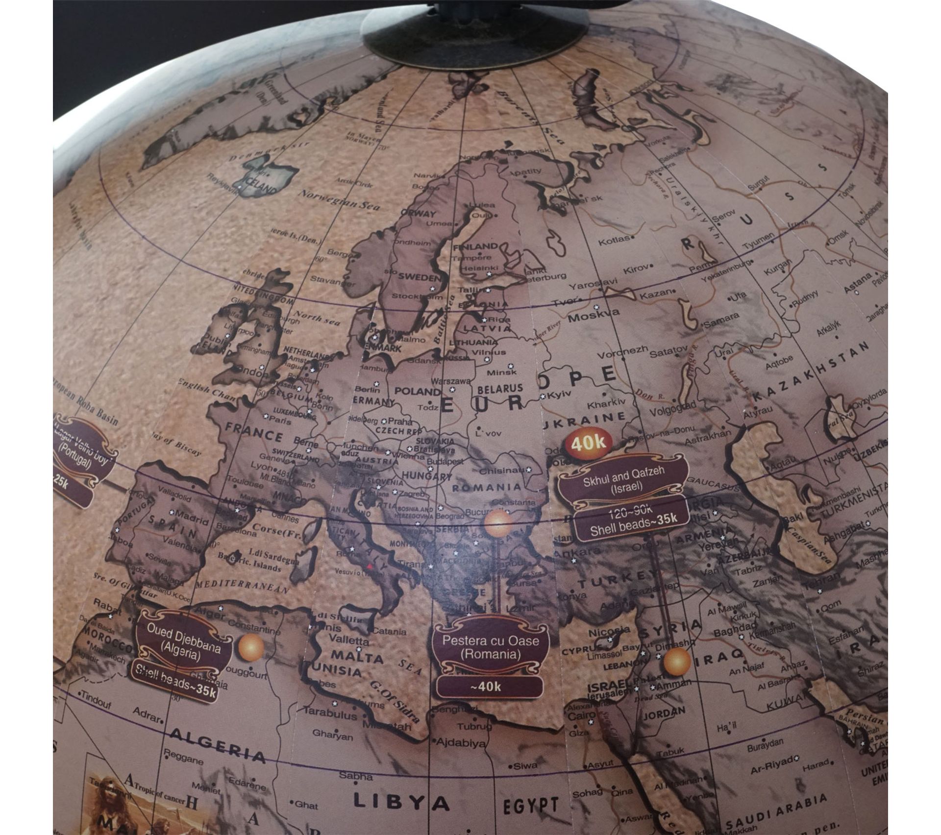 Globe Terrestre Bar Roulant En Bois D'eucalyptus - Mappemonde Vintage Avec Porte-bouteilles - 4