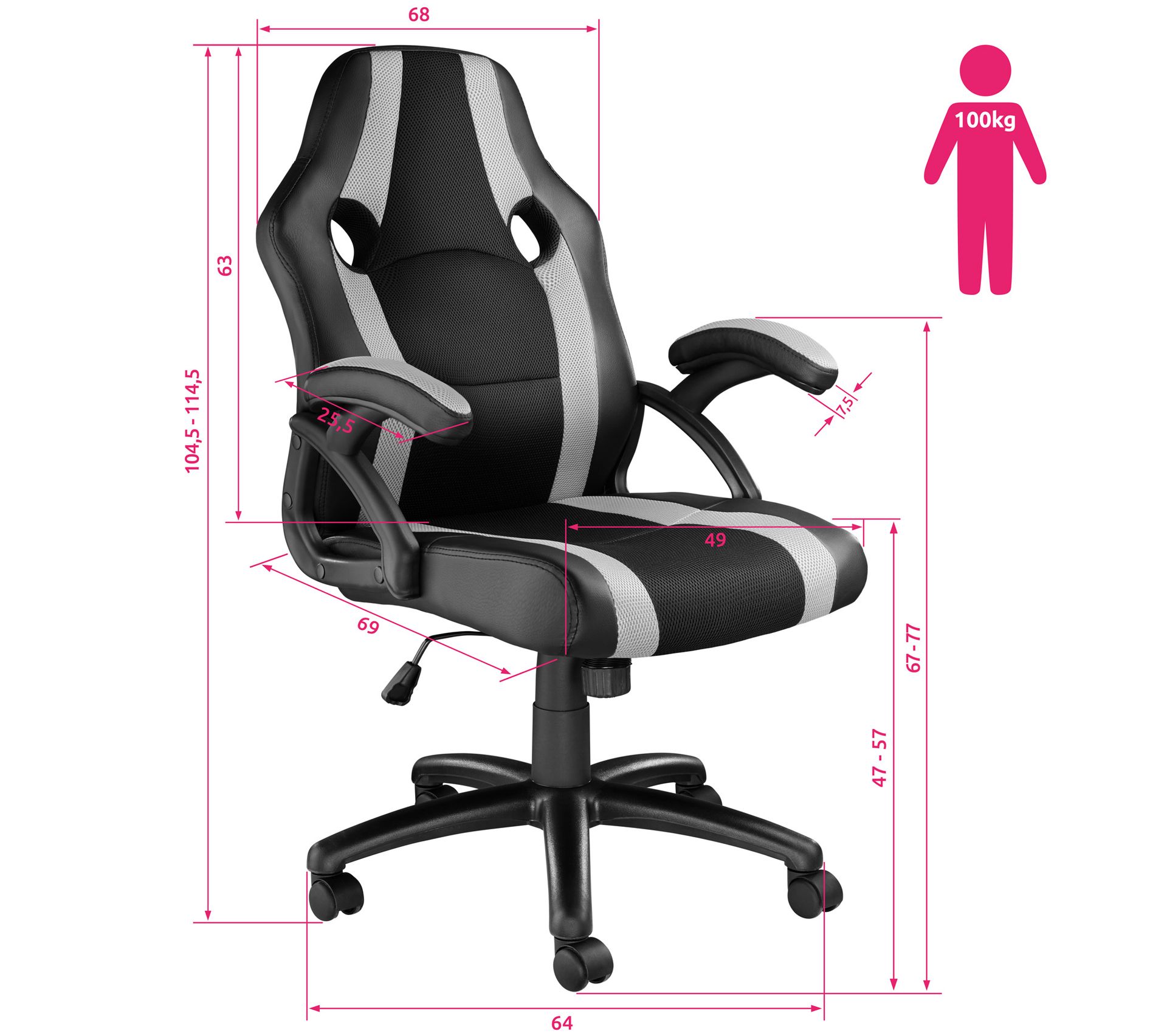 Chaise Gamer Benny Gris Chaise Fauteuil Bureau But
