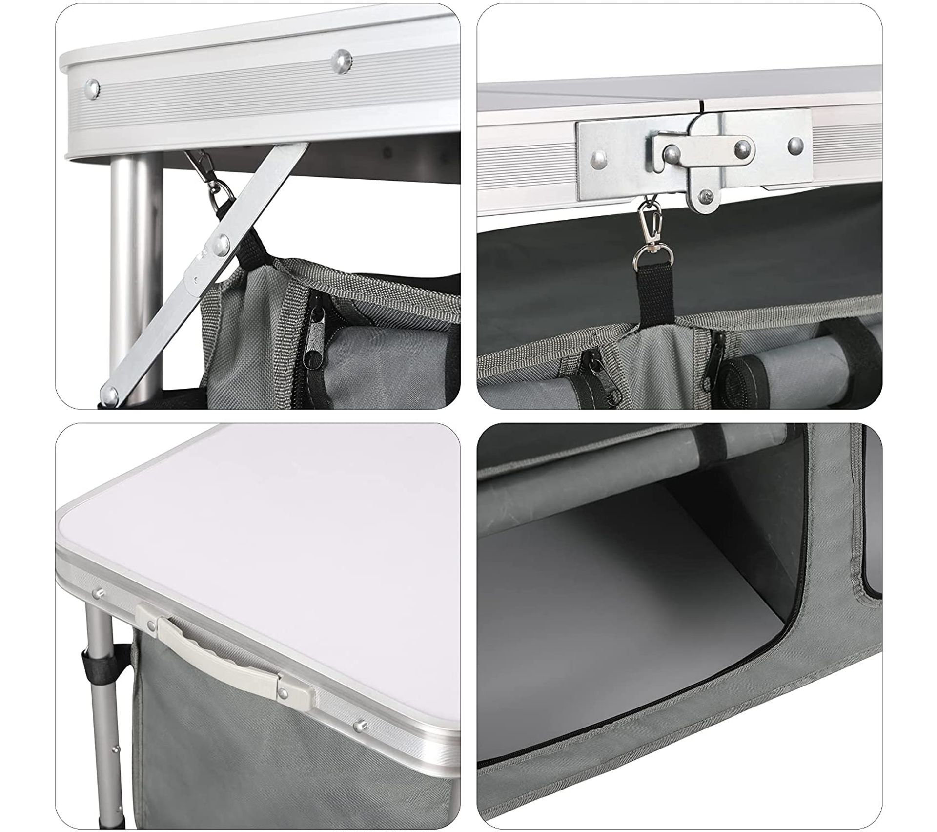 Table De Camping Pliante PORTAL Avec Placard – Aluminium Composite, Portable, 50 Kg De Charge, Idéale Pique-nique Et Jardin - 5